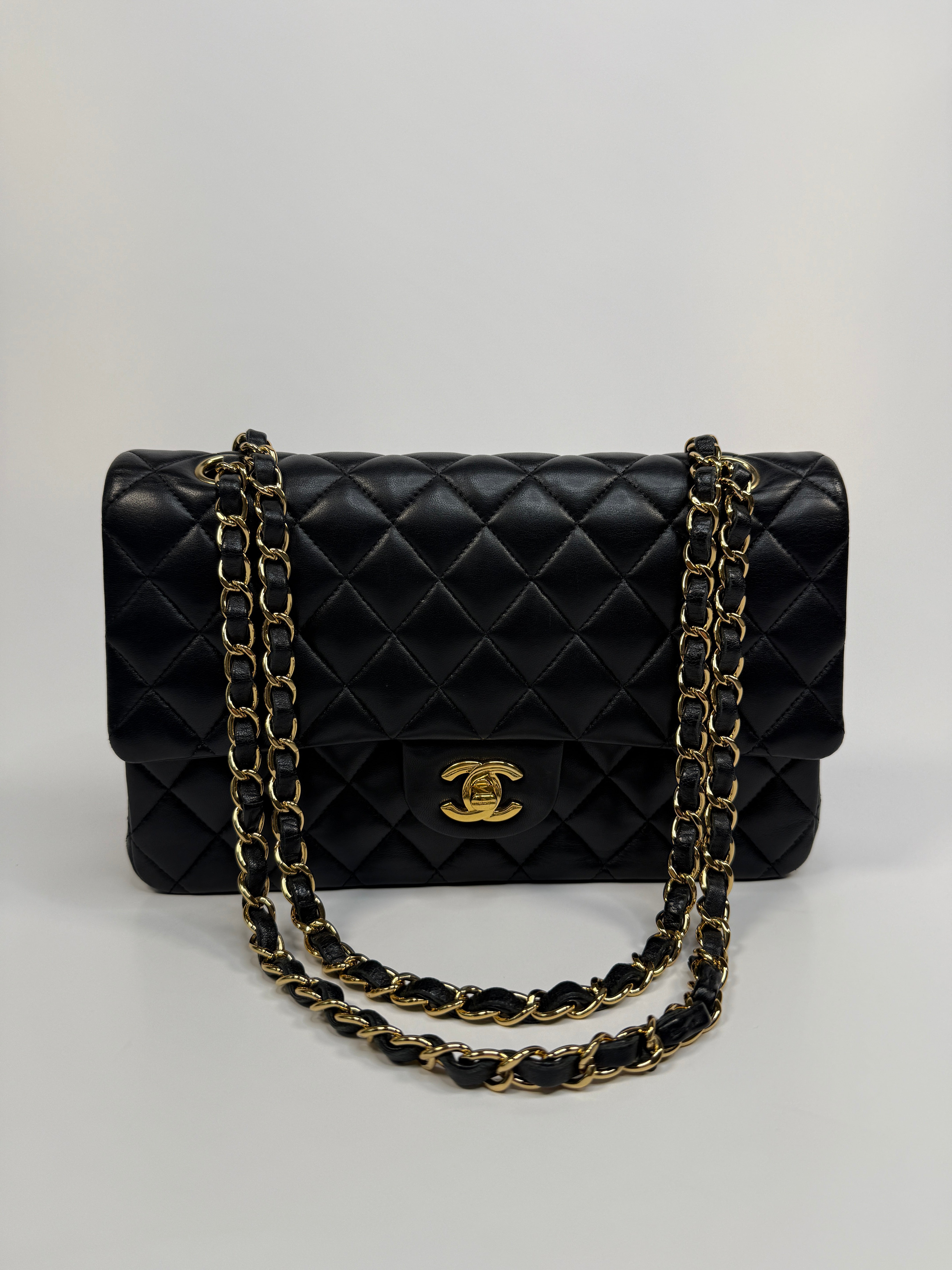 Chanel Medium Classic Double Flap Black Lambskin With Gold Hardware
Pre Loved & Authentic 