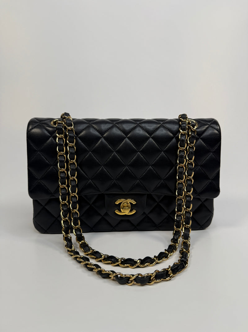 Chanel Medium Classic Double Flap Black Lambskin With GHW
