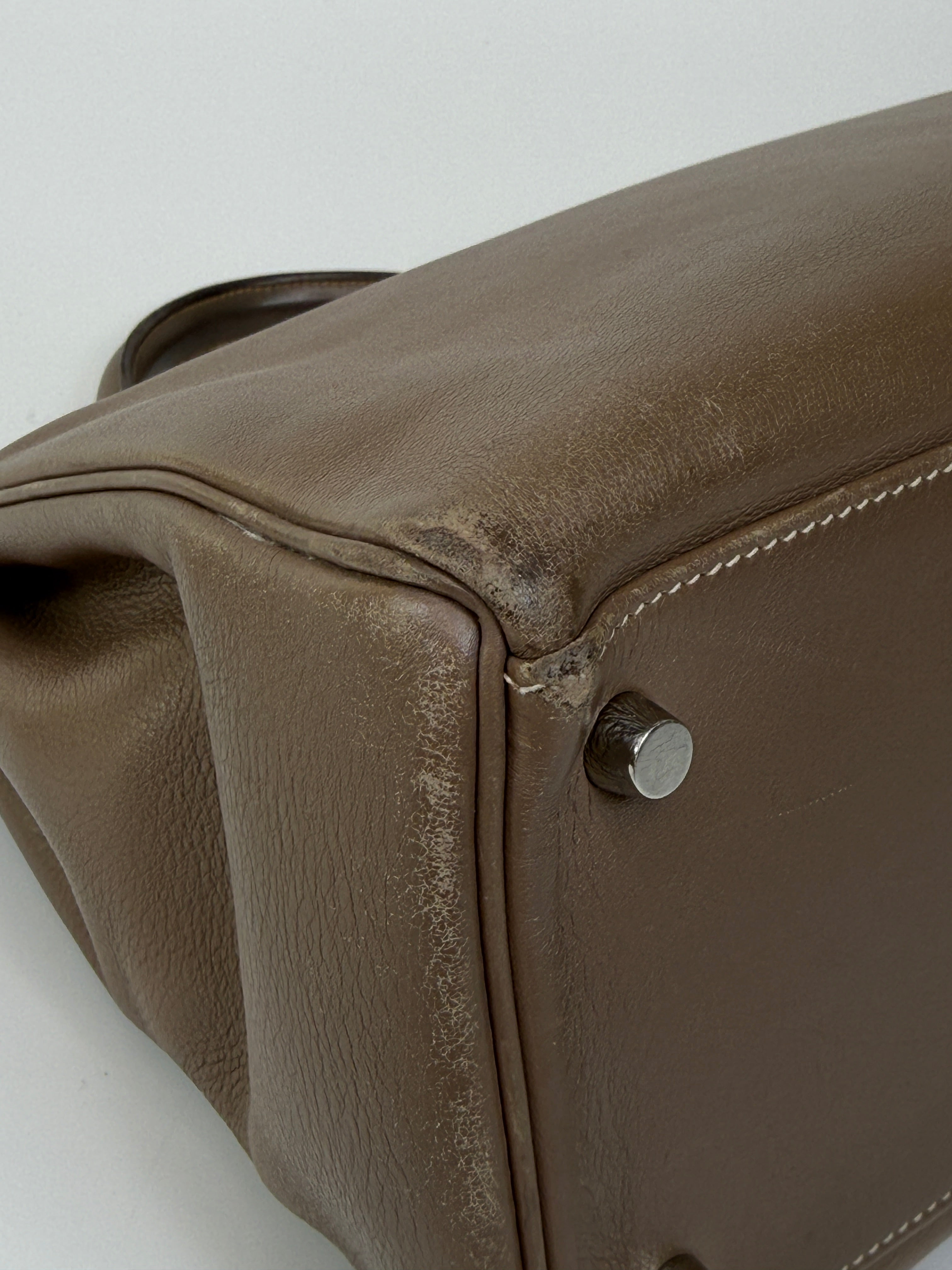 Hermès Kelly 32 In Etoupe Swift Leather With PHW