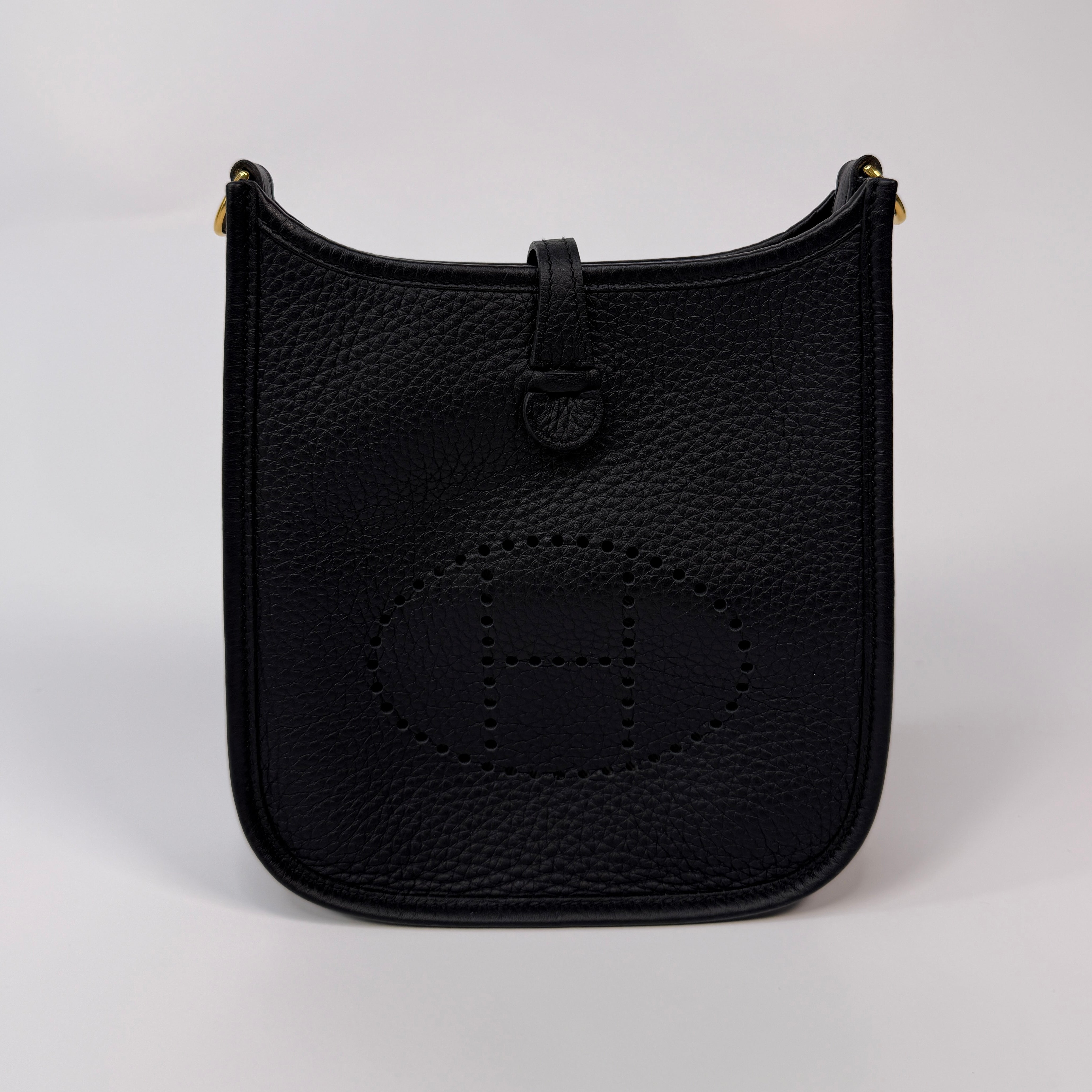 Authentic Pre Loved Hermès Evelyne TPM Black Clemence Gold with Hardware Excellent Condition