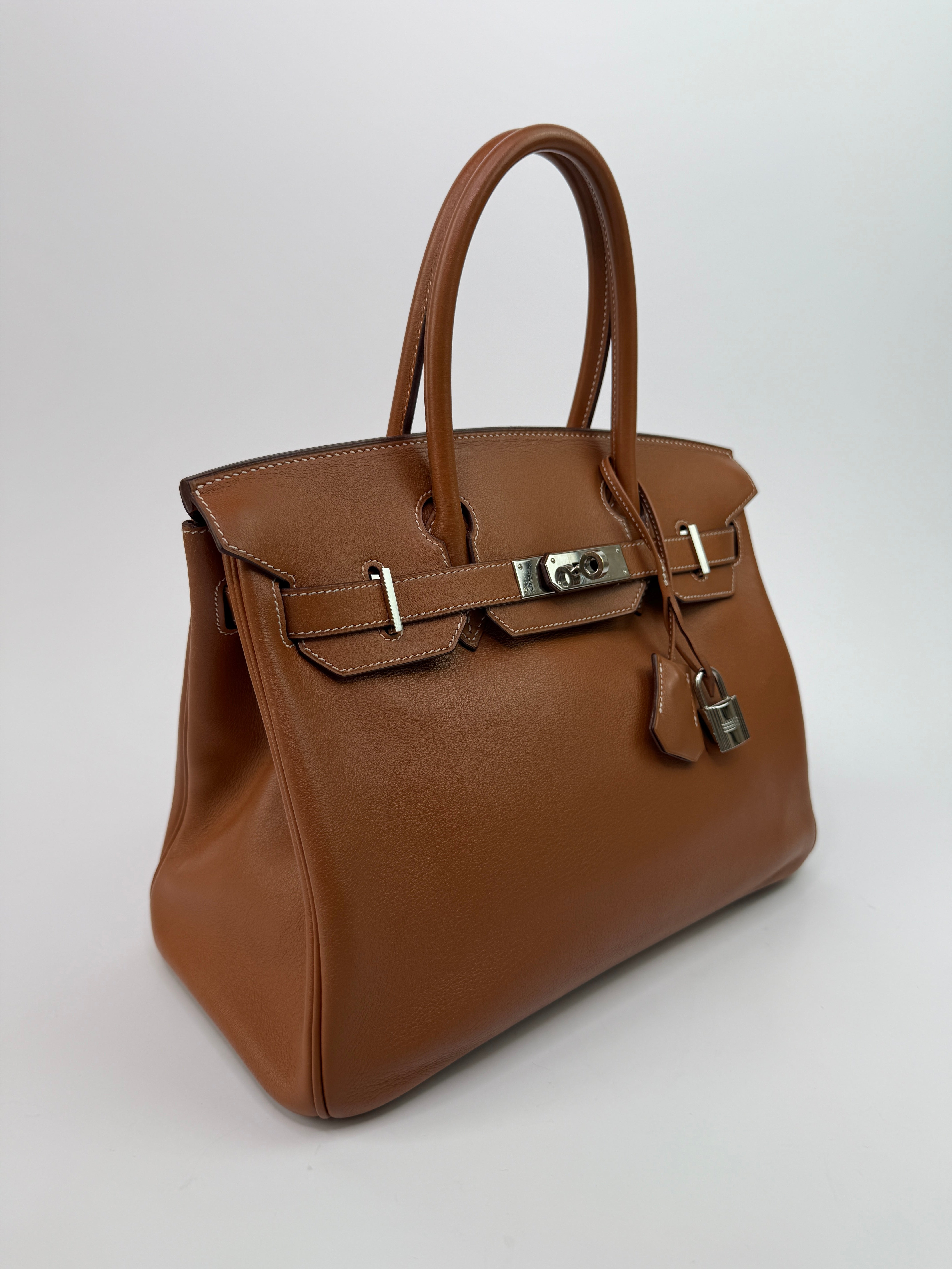 Authentic Pre Loved Hermès Birkin 30 In Gold Swift Leather With Palladium Hardware Very Good Condition