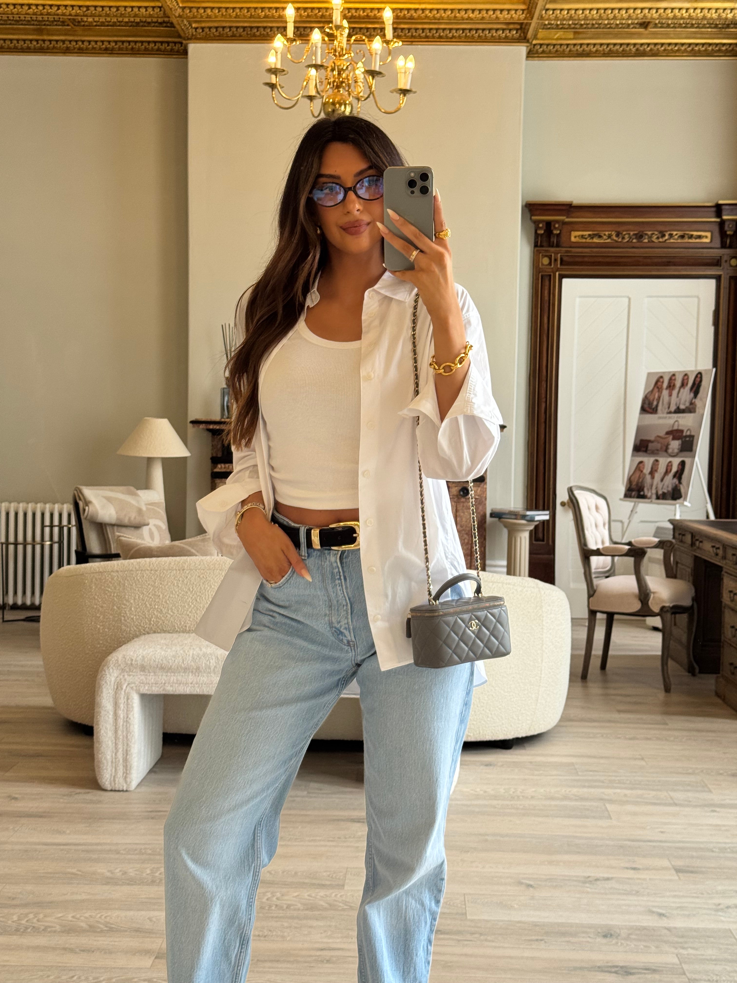 Chanel Vanity Rectangular with Top Handle Grey Lambskin GHW