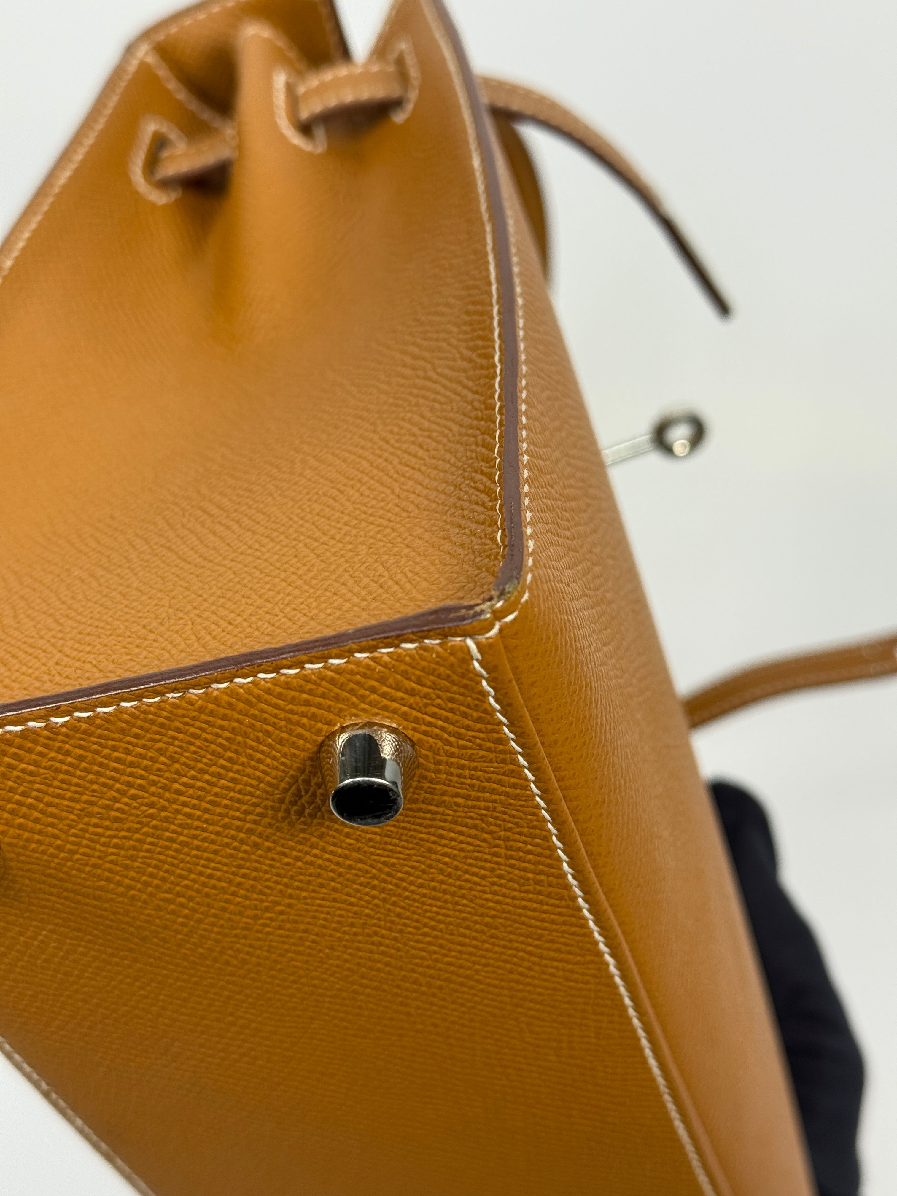 Authentic Pre Loved Hermès Kelly 25 Sellier In Gold Epsom Leather With Palladium Hardware Excellent Condition