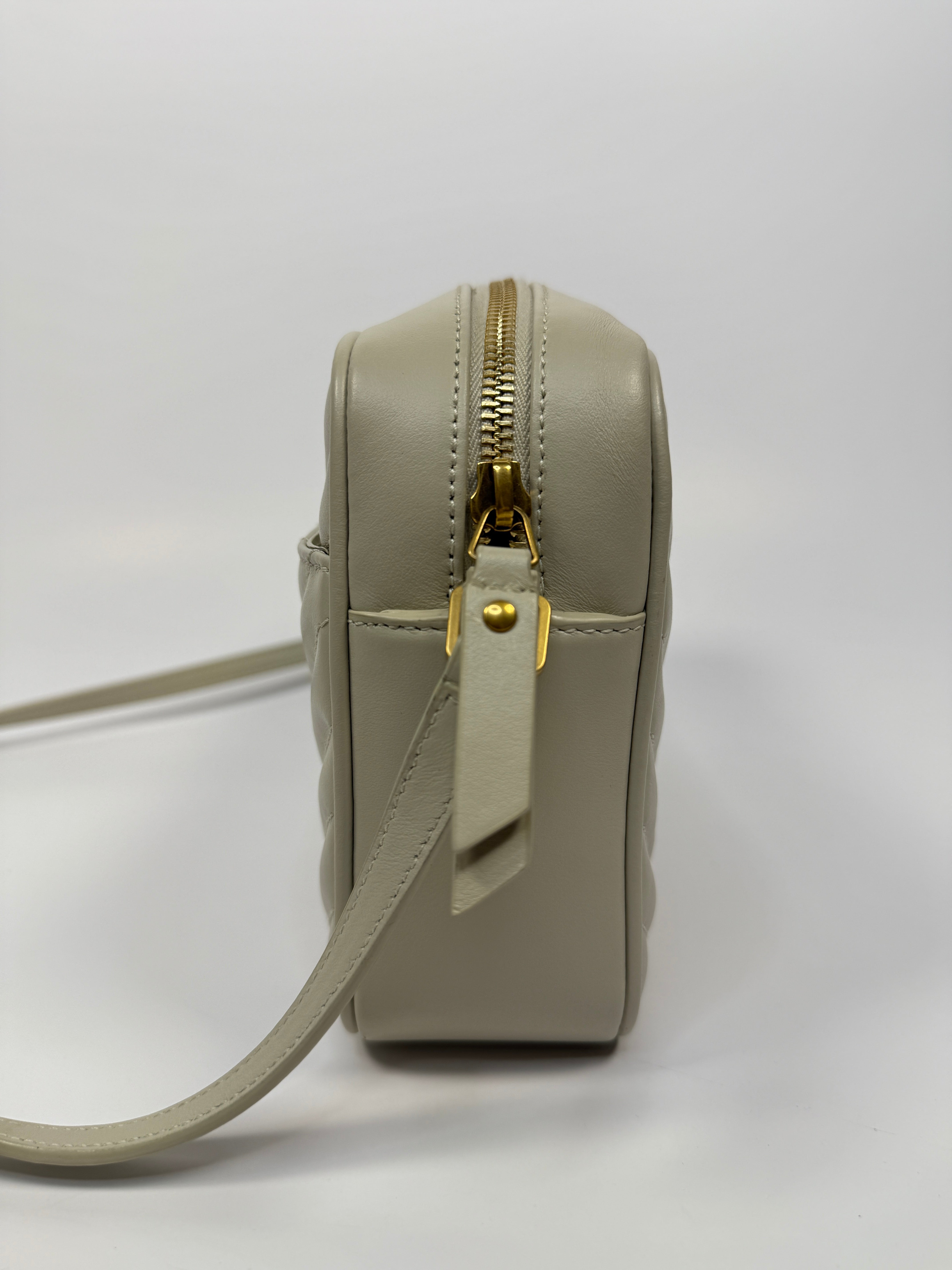 Saint Laurent Small Camera Bag In Ecru Leather