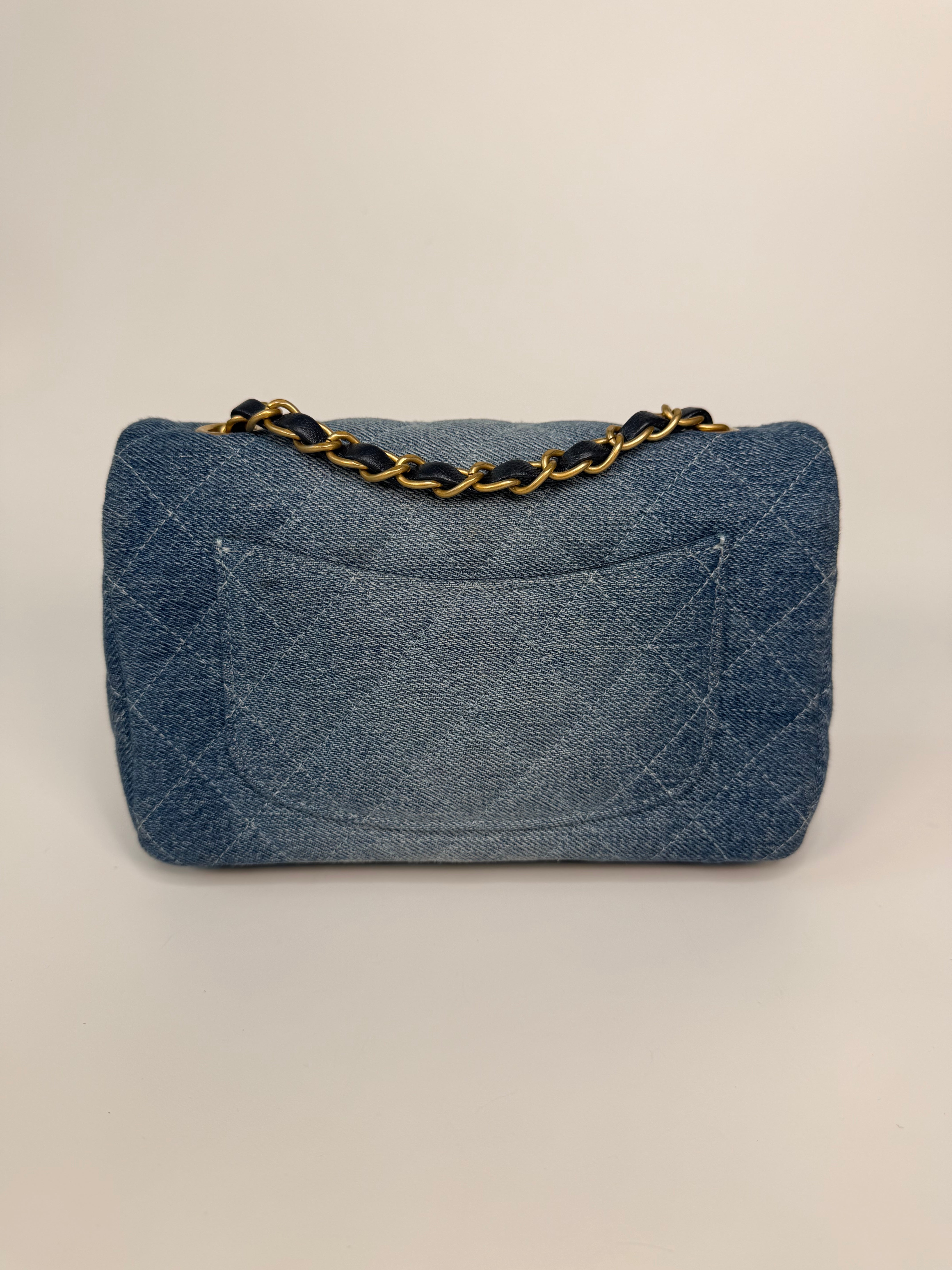 Chanel Mini Rectangle In Blue Denim With Gold Hardware Authentic and preloved in very good condition. 100% guarantee