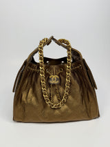 Chanel 25 Small In Metallic Bronze Caviar Leather With GHW