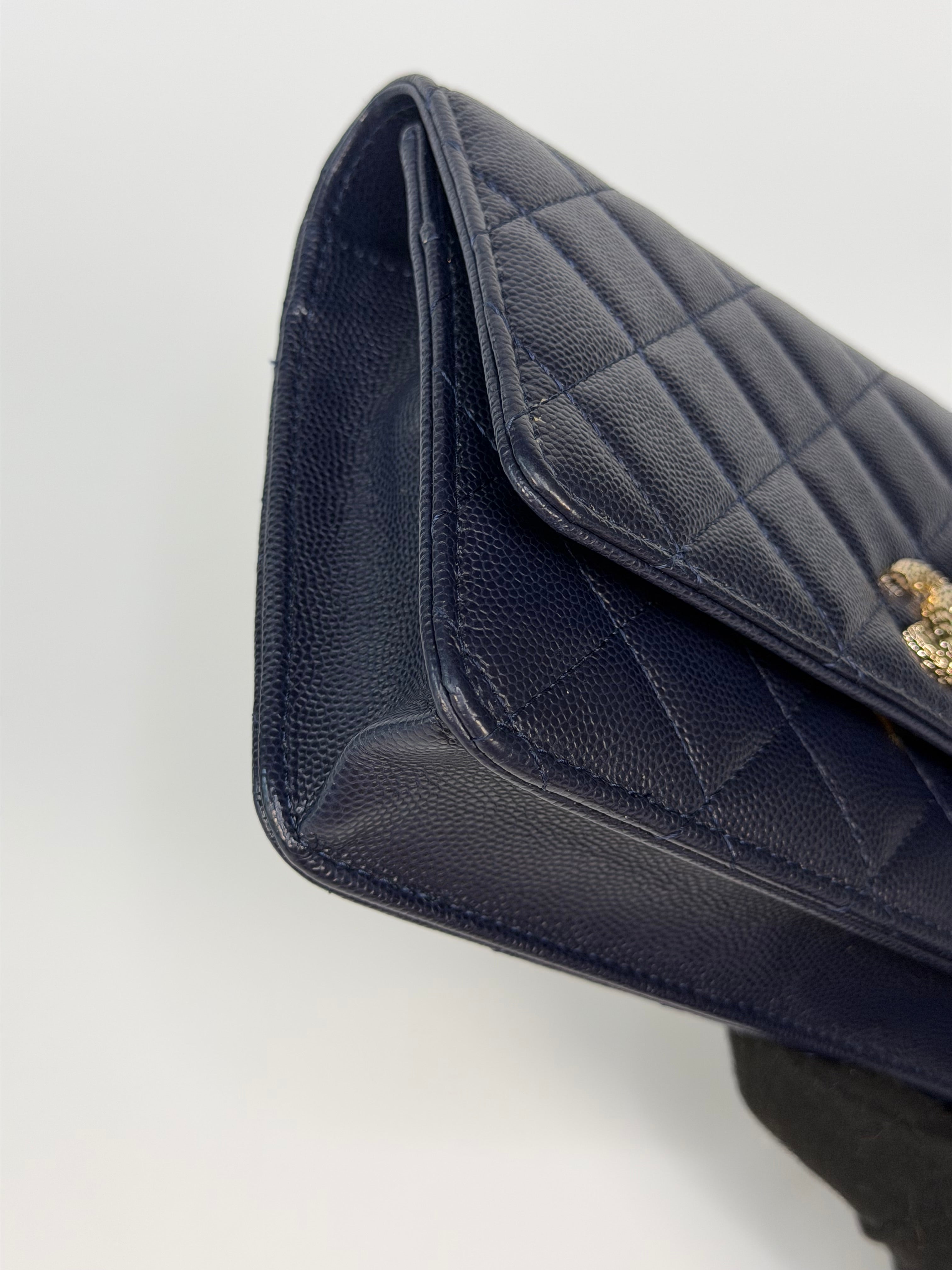 Chanel Wallet On Chain In Navy Caviar With Gold Hardware. Authentic and preloved in excellent condition. 100% guarantee