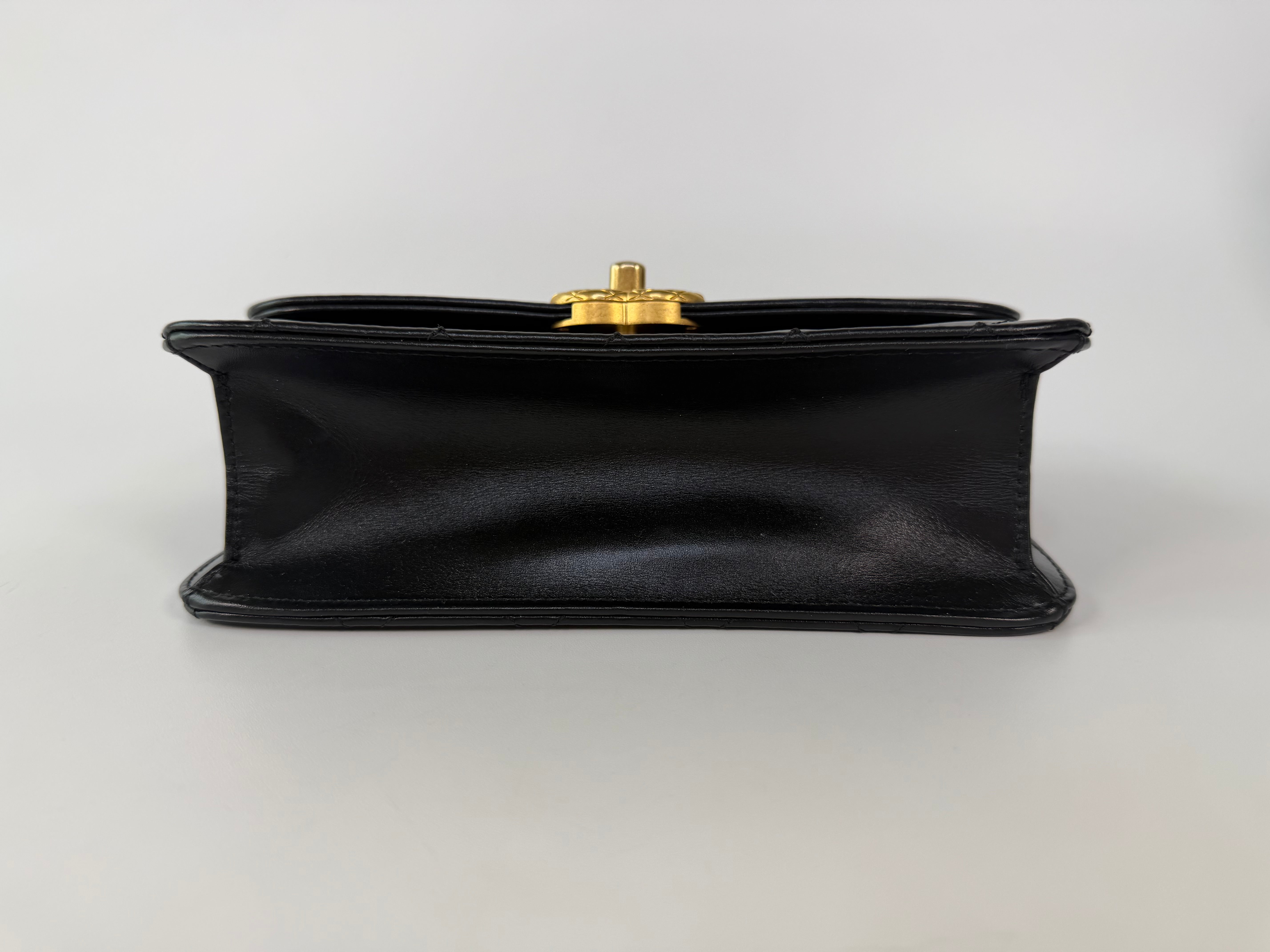 Chanel Mini Perfect Fit Flap In Black Lambskin With Antique Gold Hardware 100% authentic and preloved in excellent condition