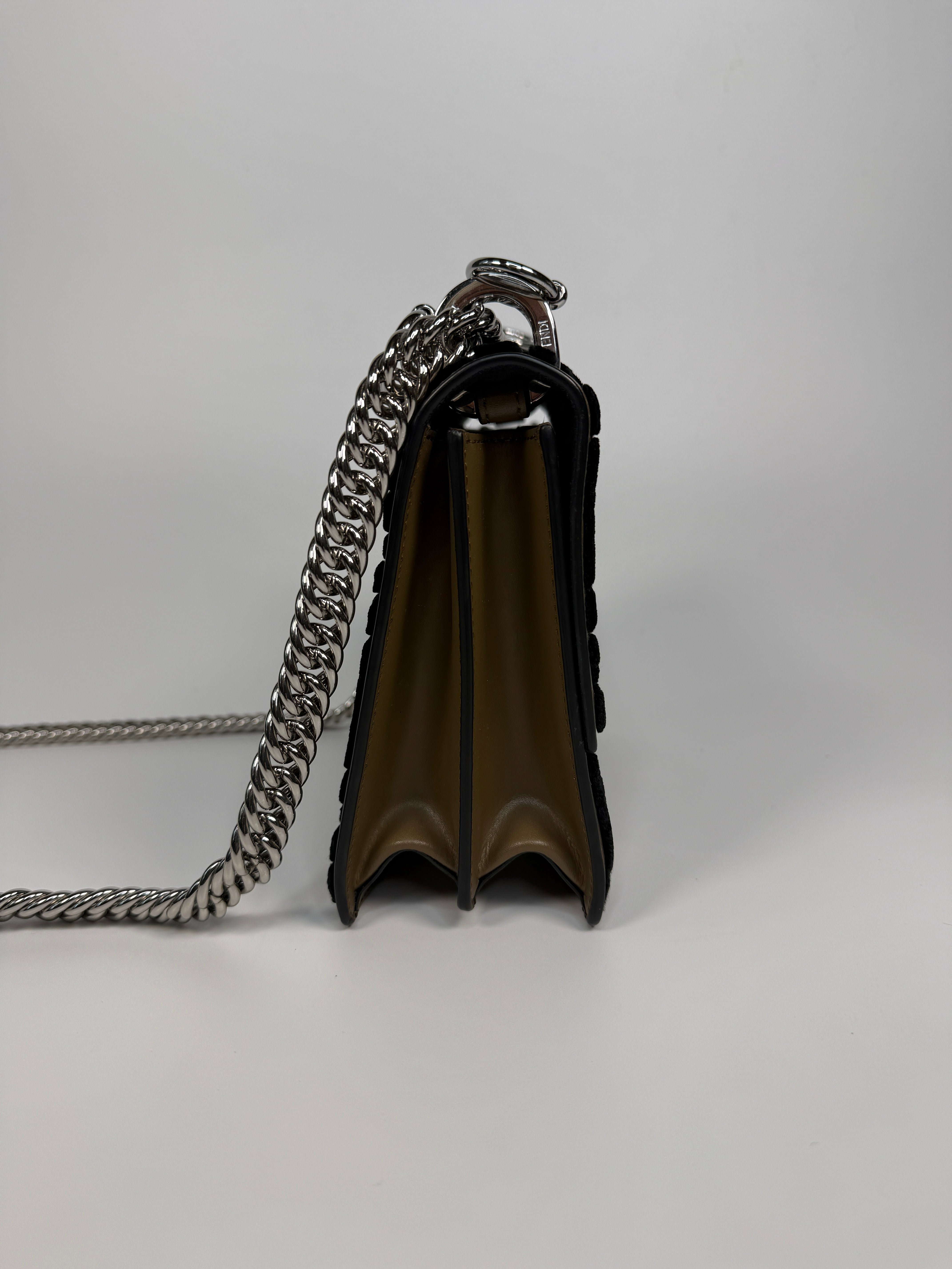 Fendi Vitello Liberty Velvet FF Small Kan I Shoulder Bag In Excellent condition. 100% Authenticity guarantee. 