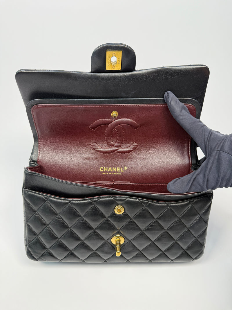 Chanel Medium Classic Double Flap Black Lambskin With GHW