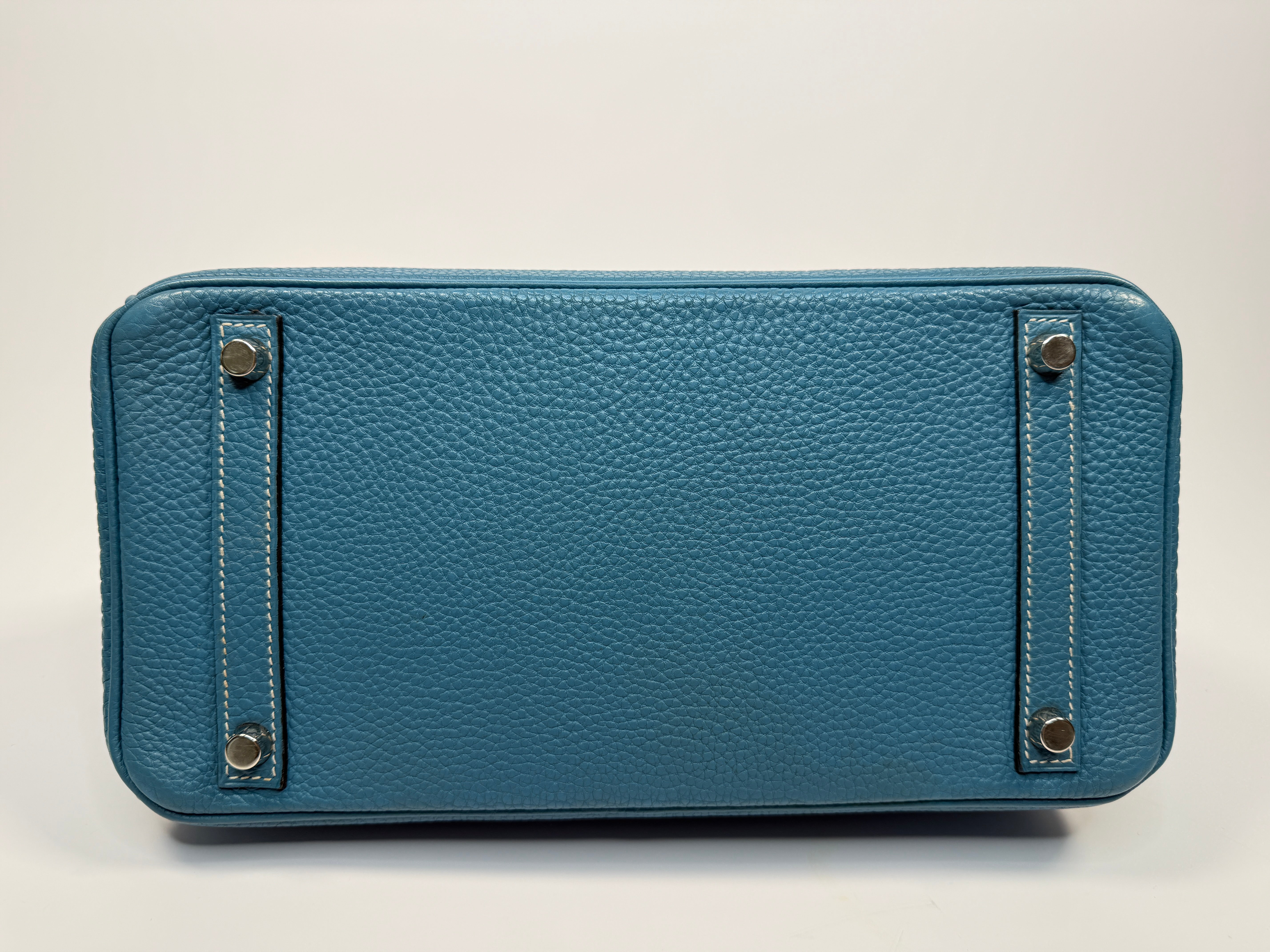 Authentic Pre Loved Hermès Birkin 30 In Blue Jean Togo Leather With Palladium Hardware Excellent Condition