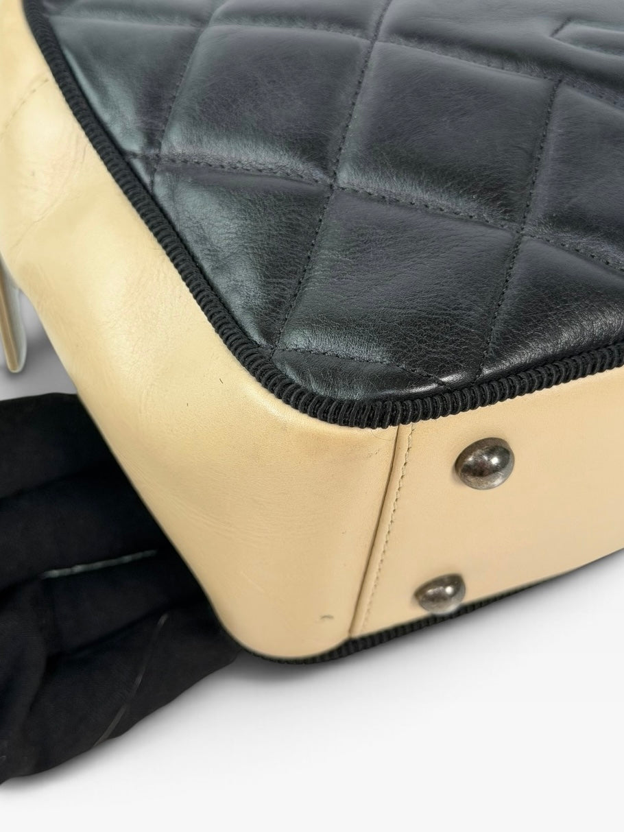 Chanel Cambon Bag In Cream and Black Lambskin Leather Ruthenium Hardware 100% authentic and preloved in excellent condition