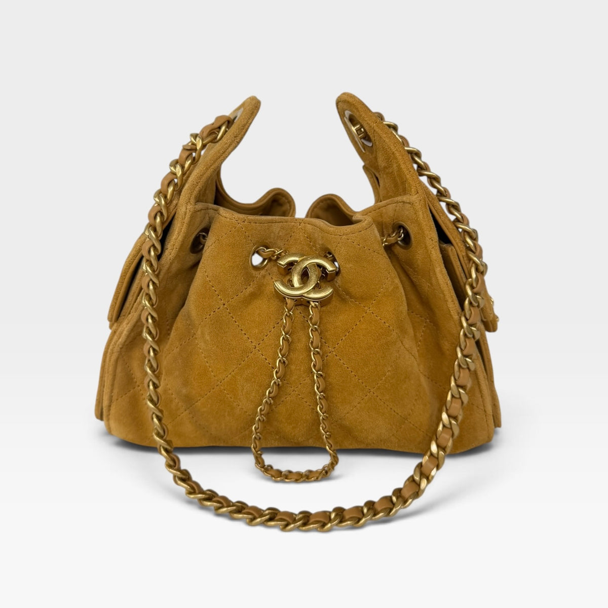 Chanel Micro 25 In Camel Suede With Gold Hardware. 100% authentic and preloved in excellent condition