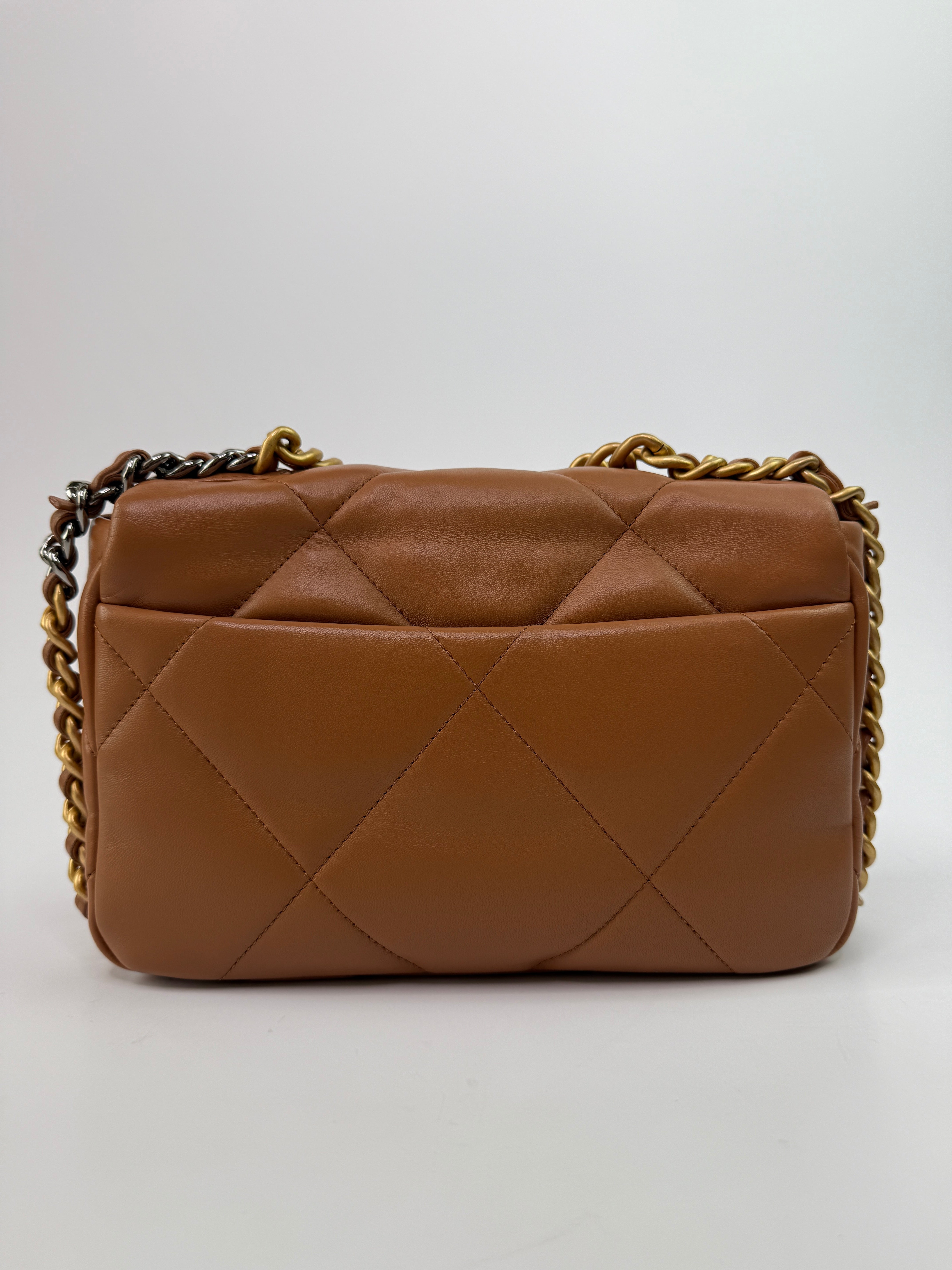 Chanel 19 Small Flap Bag In Camel Lambskin Leather