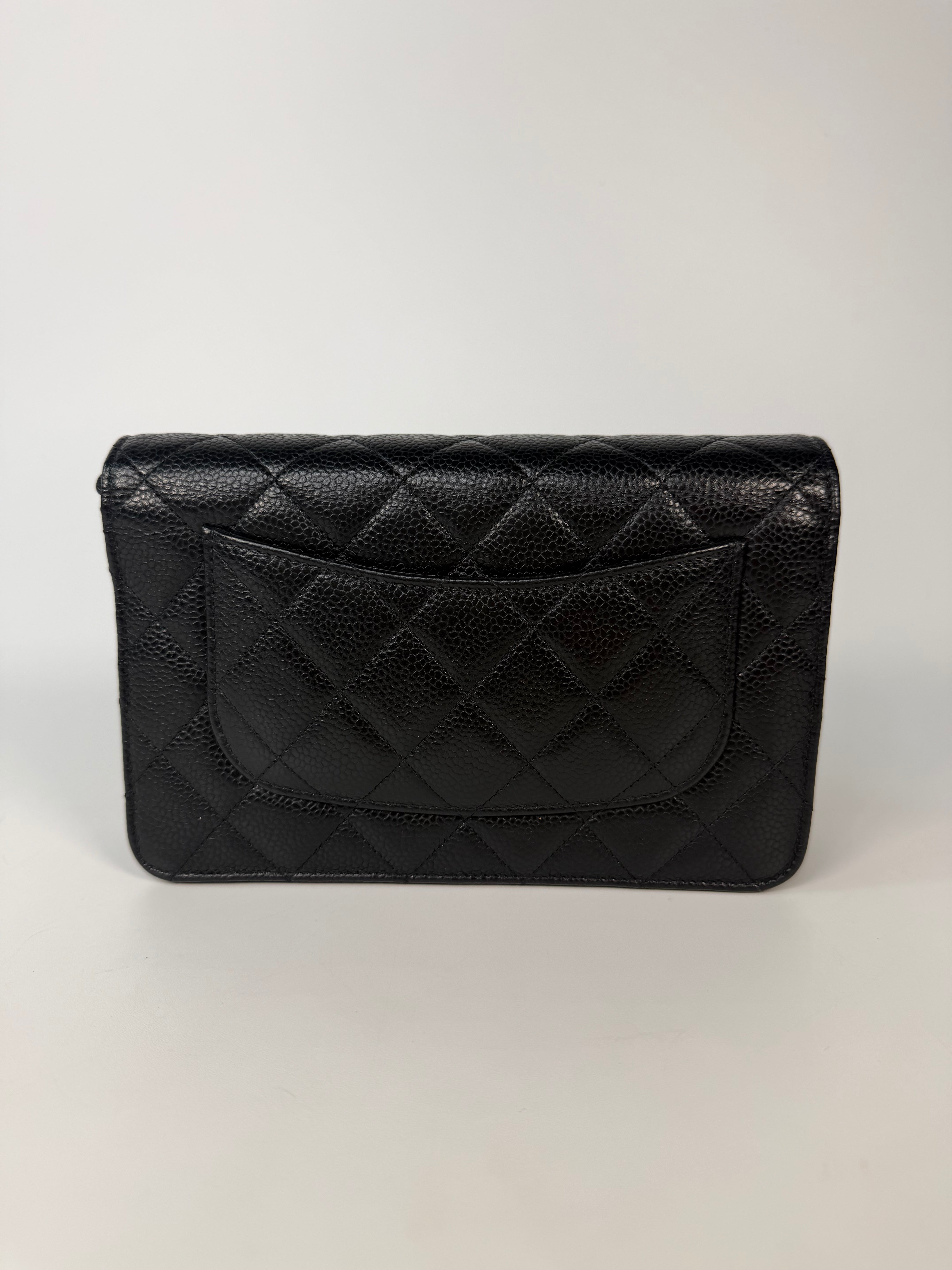 Chanel Wallet On Chain In Black Caviar With Silver Hardware in excellent condition 100% authentic and preloved
