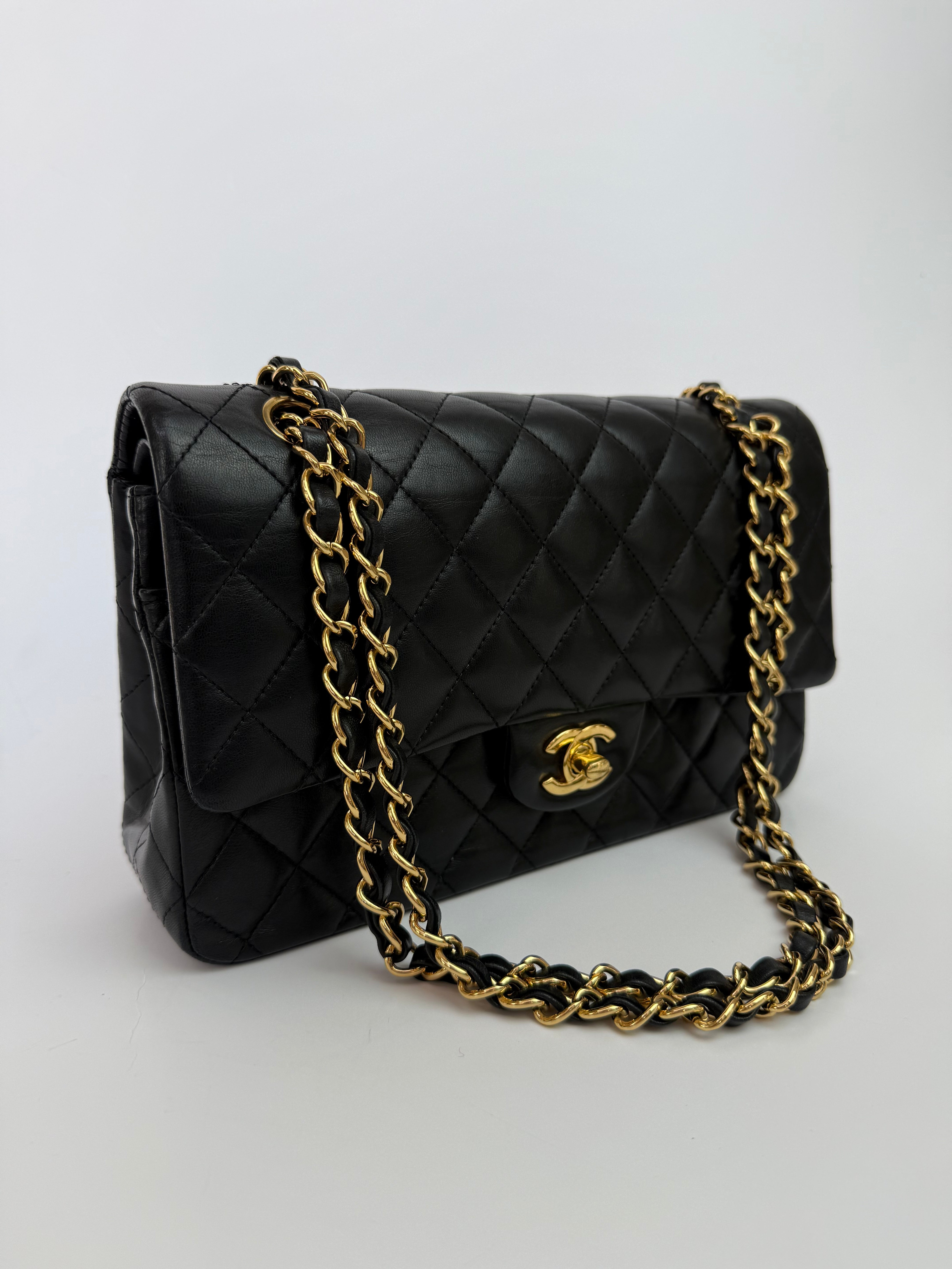 Chanel Medium Classic Double Flap Black Lambskin With GHW