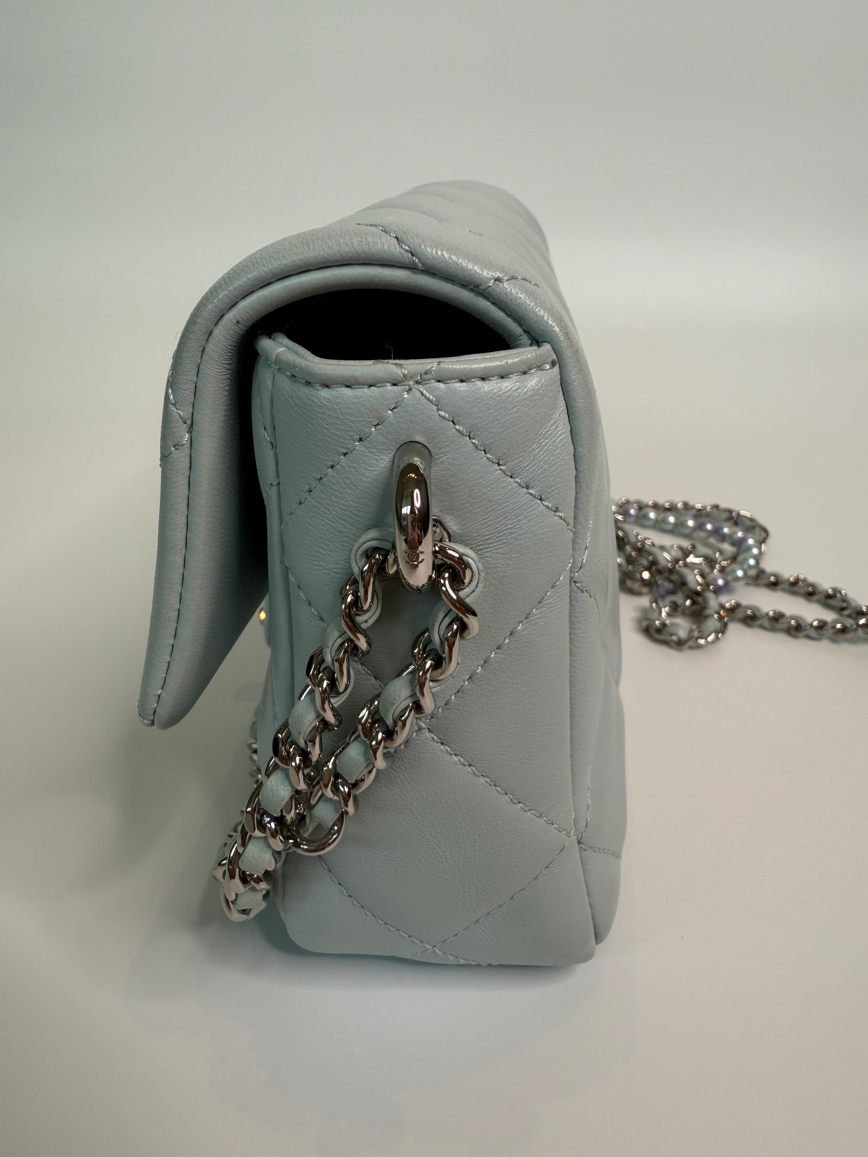 Chanel My Perfect  Flap In Pale Blue Lambskin Leather SHW