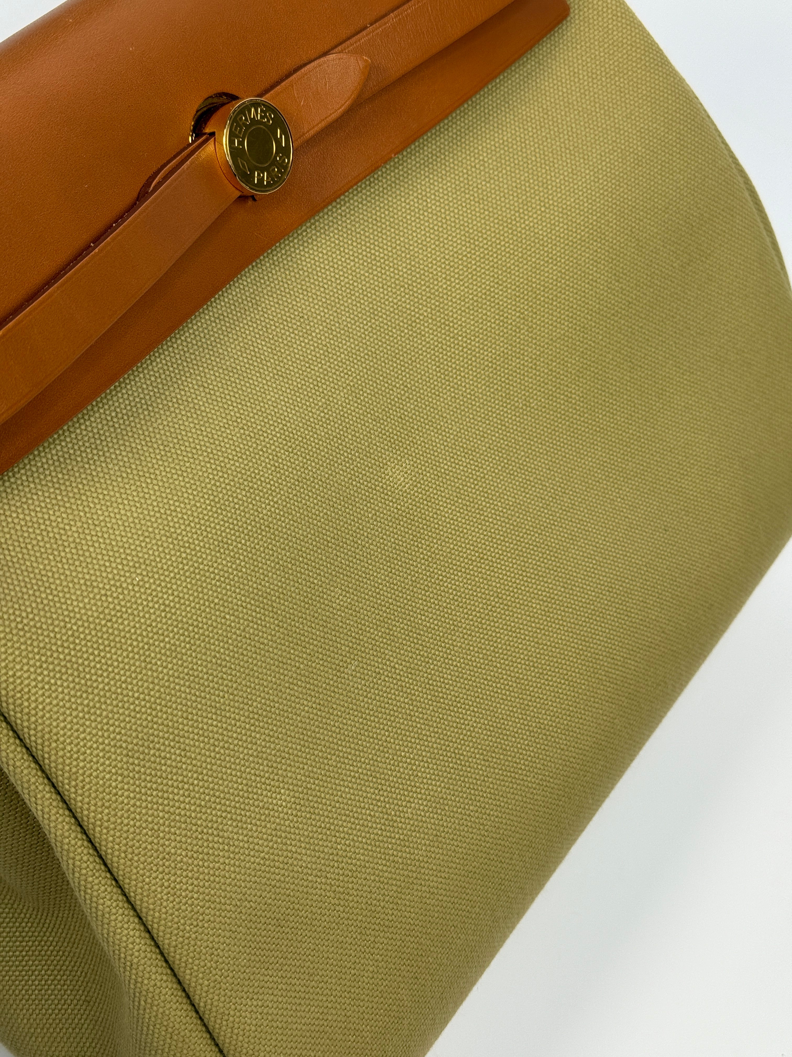 Authentic Pre Loved Hermès Herbag 31 Zip Retourne in Poussière Fauve with Gold Hardware Excellent Condition