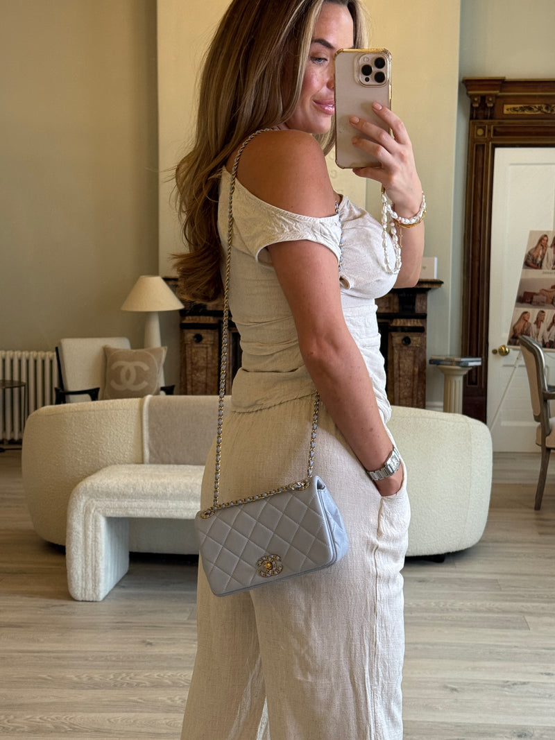 Chanel Seasonal Flap In Gris Clair Lambskin With GHW