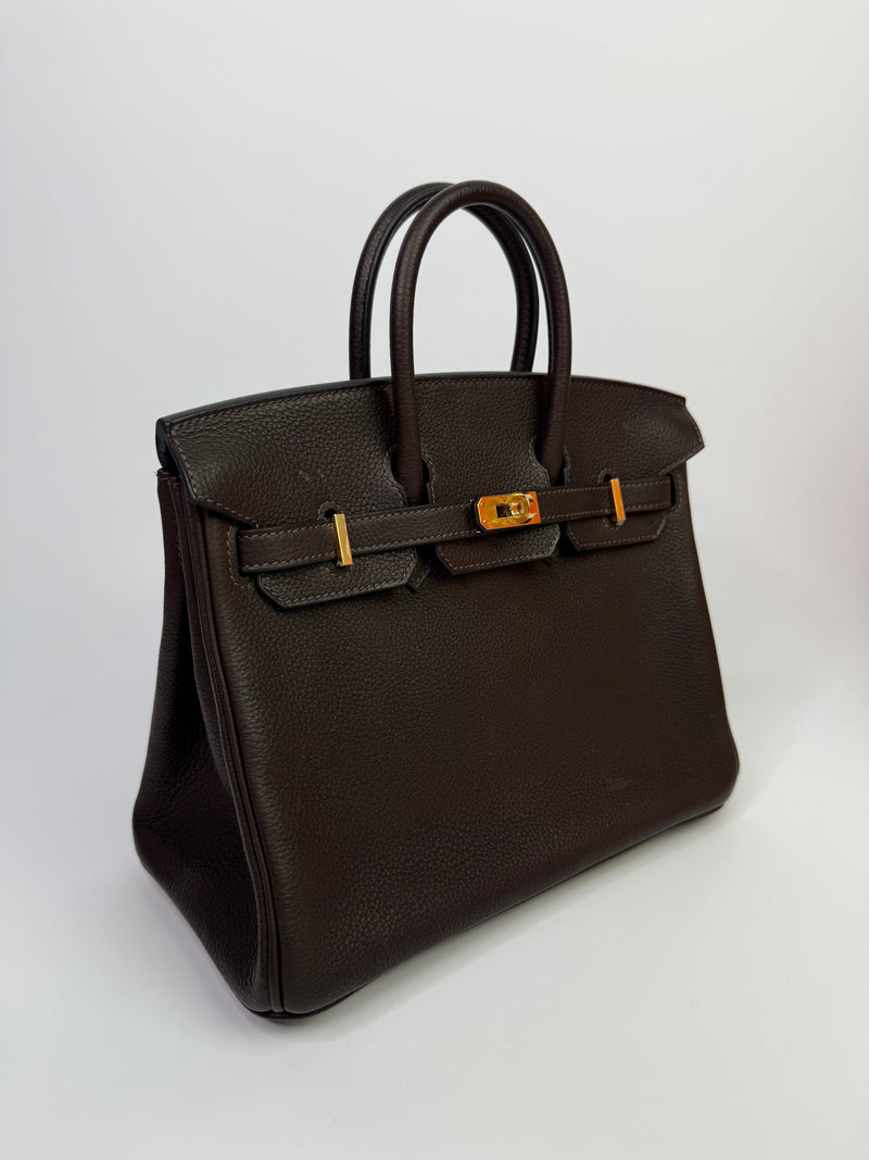 Hermès Birkin 25 Ebene Barenia Faubourg Leather With GHW