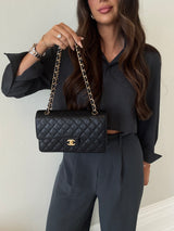 Chanel Medium Classic Double Flap Black Caviar With GHW