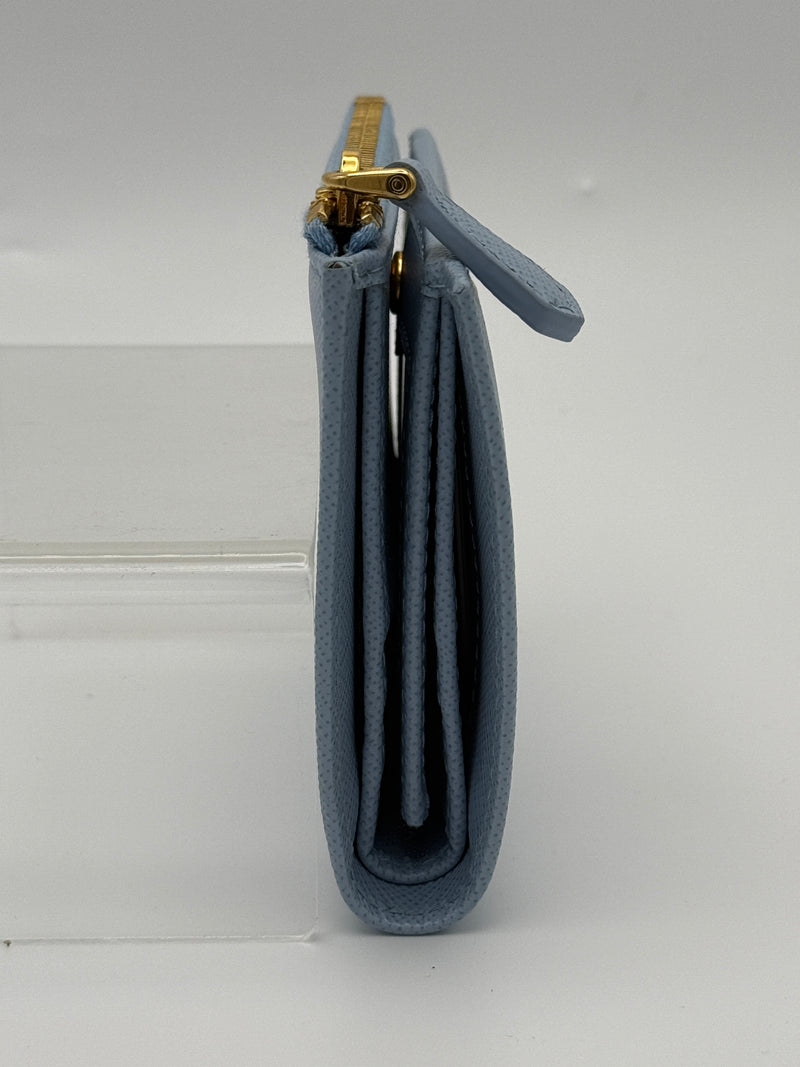 Prada Small Wallet In Pale Blue Saffiano Leather