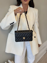 Chanel Small Classic Double Flap In Black Caviar Leather With GHW