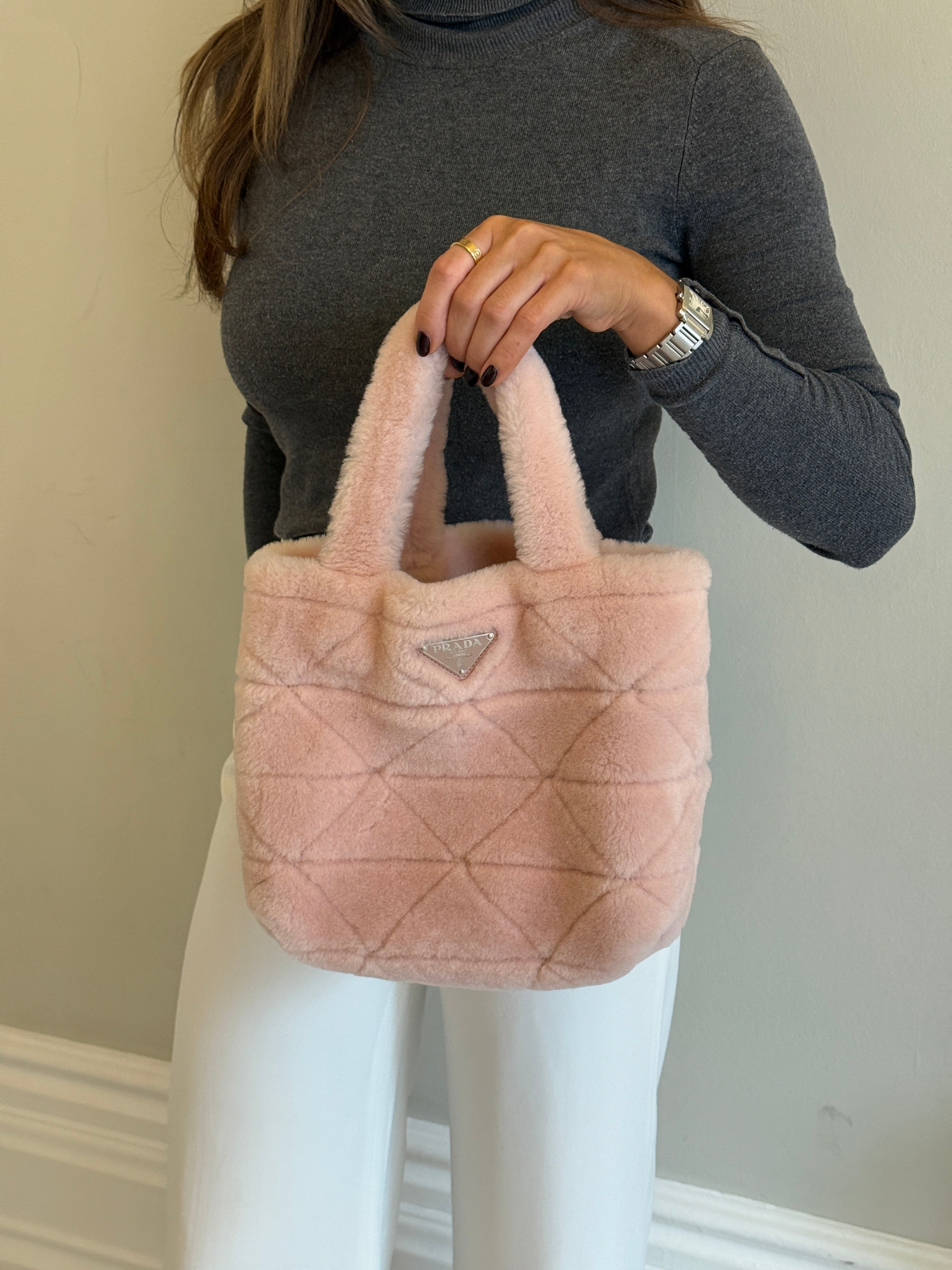 Prada Mini Shearling Tote Bag