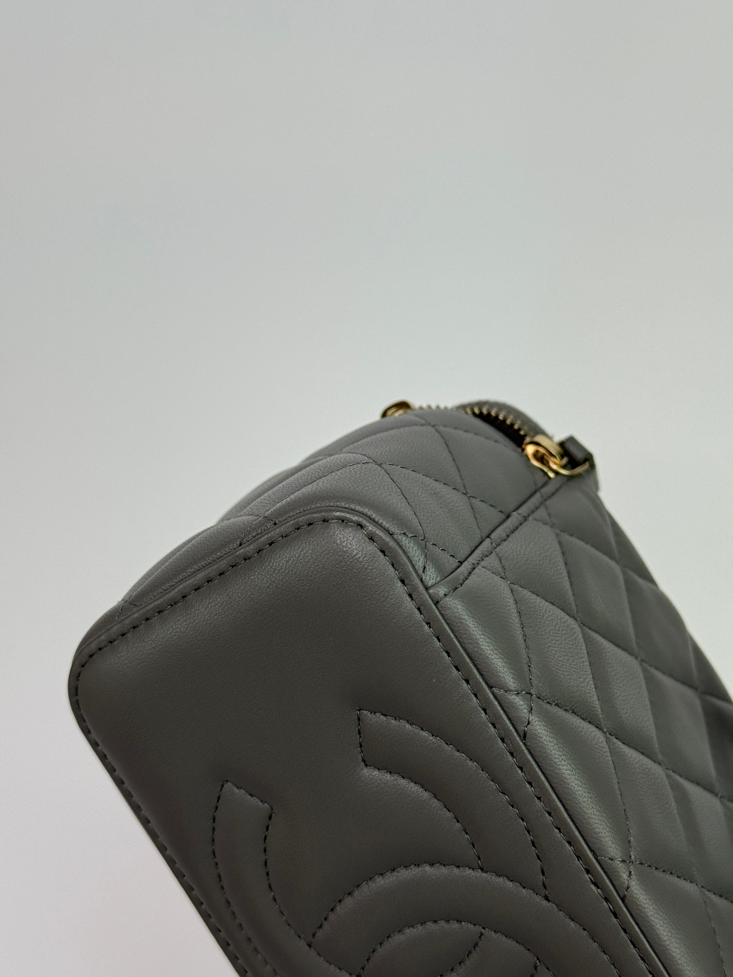 Chanel Vanity Rectangular with Top Handle Grey Lambskin GHW