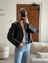 Fendi Black Logo Leather Jacket (Size 40 / UK 8 )