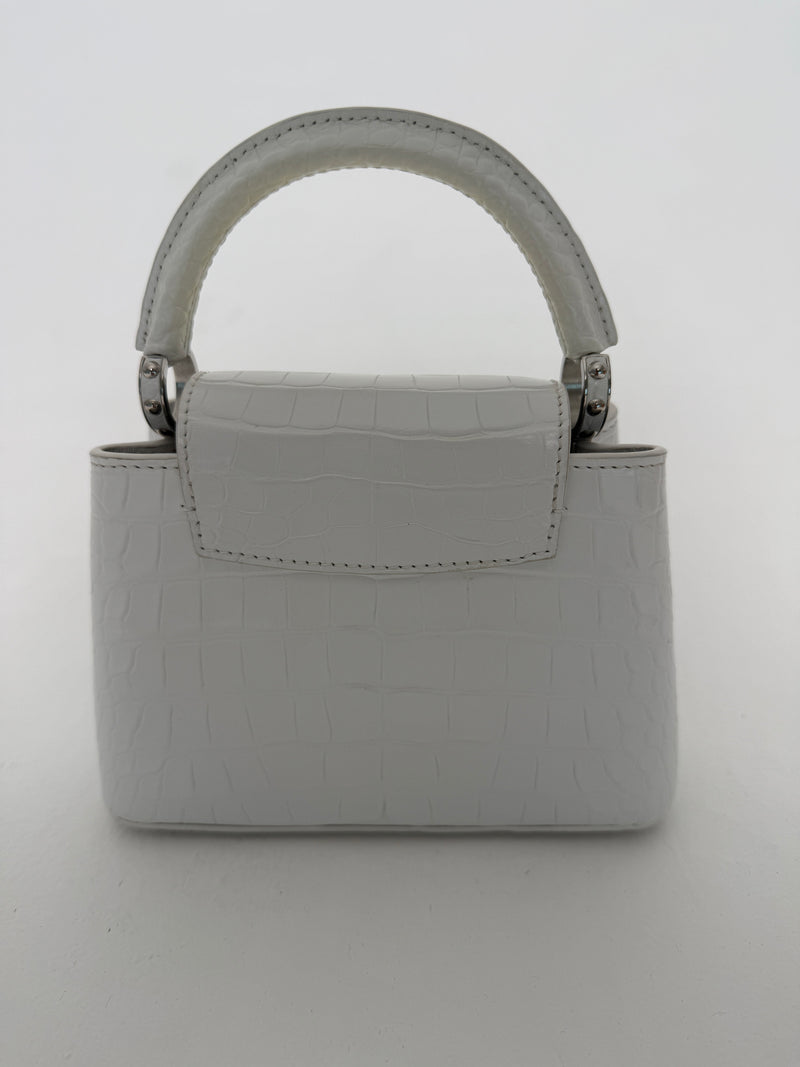 Louis Vuitton Capucines BB In Soft Shine White Alligator Leather