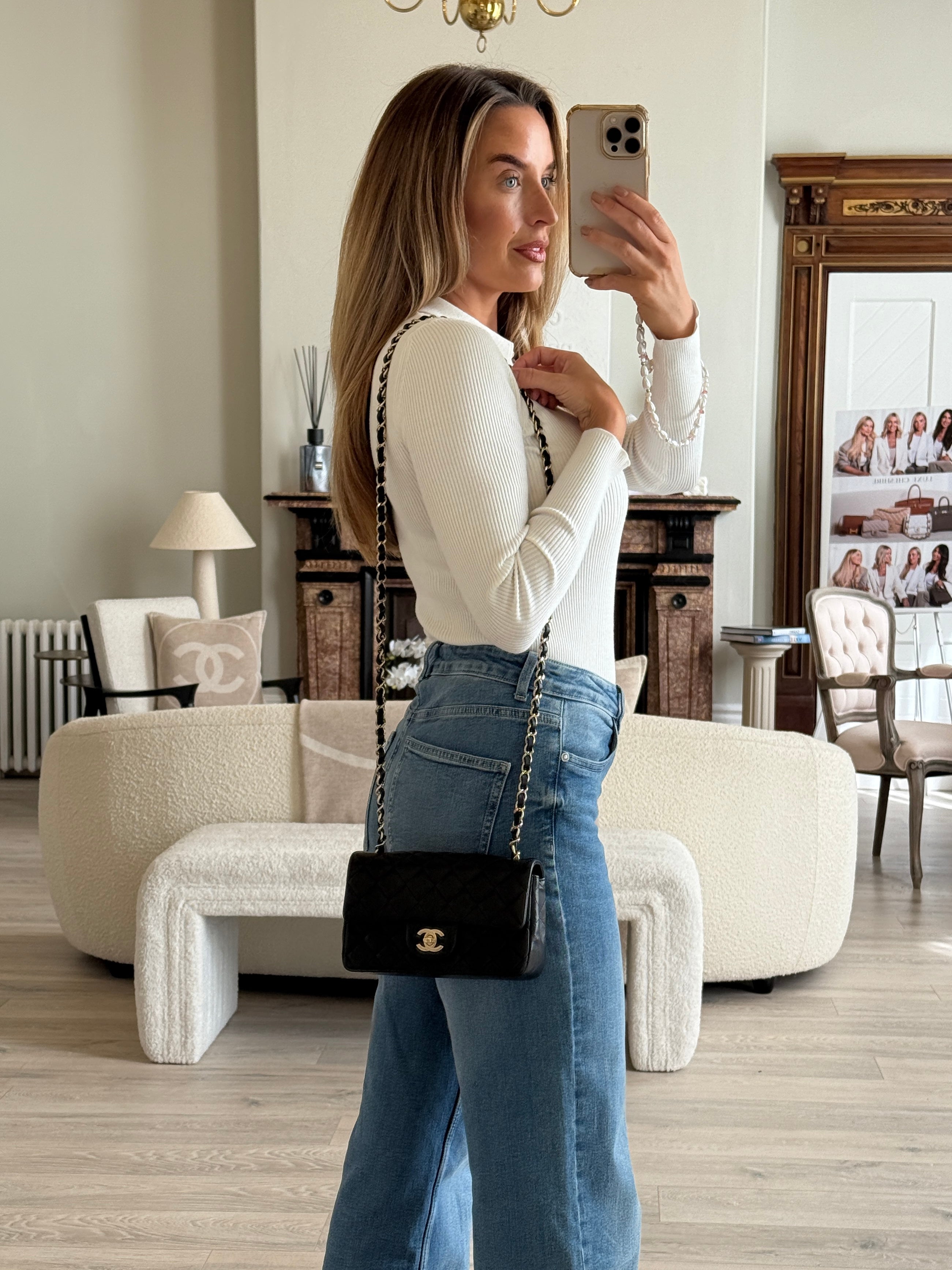 Chanel Mini Rectangle In Black Lambskin Leather With PGHW