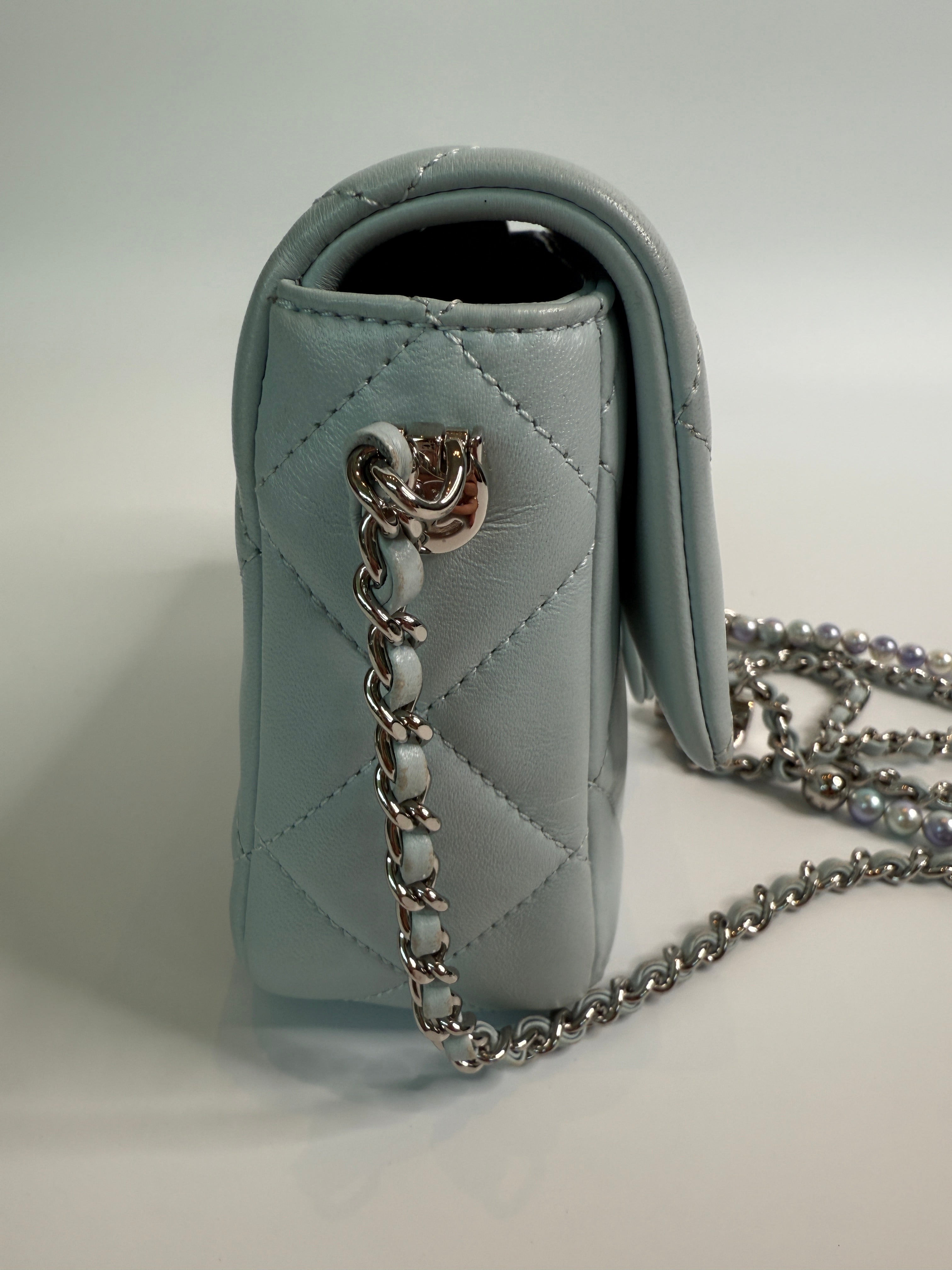 Chanel My Perfect  Flap In Pale Blue Lambskin Leather SHW