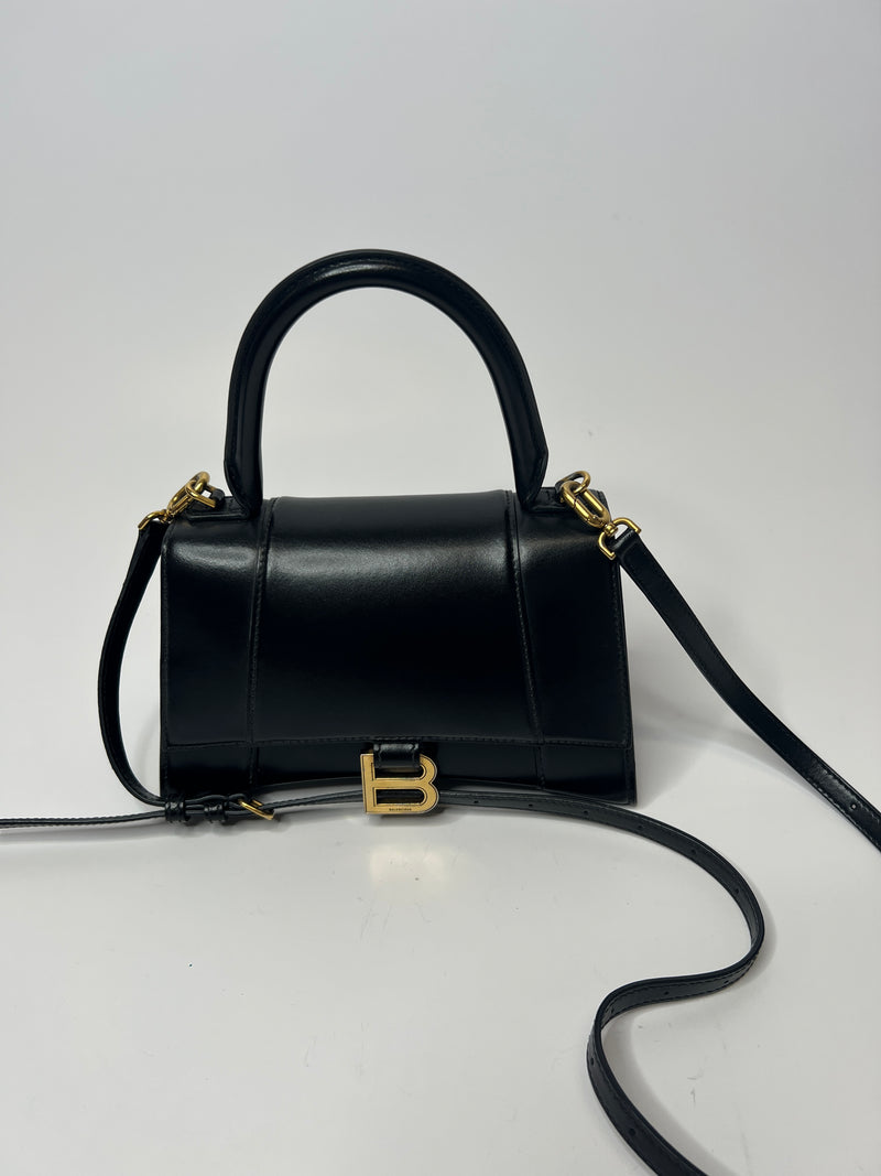 Balenciaga Small Hourglass In Box In Black Bag
