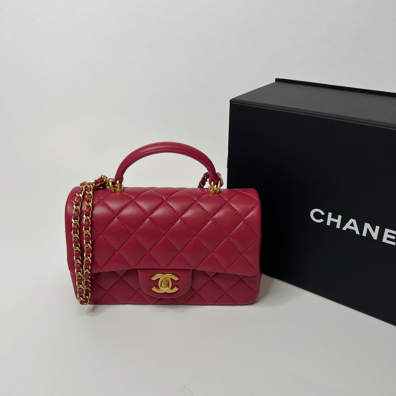 Chanel Mini Rectangle Flap Bag In Raspberry