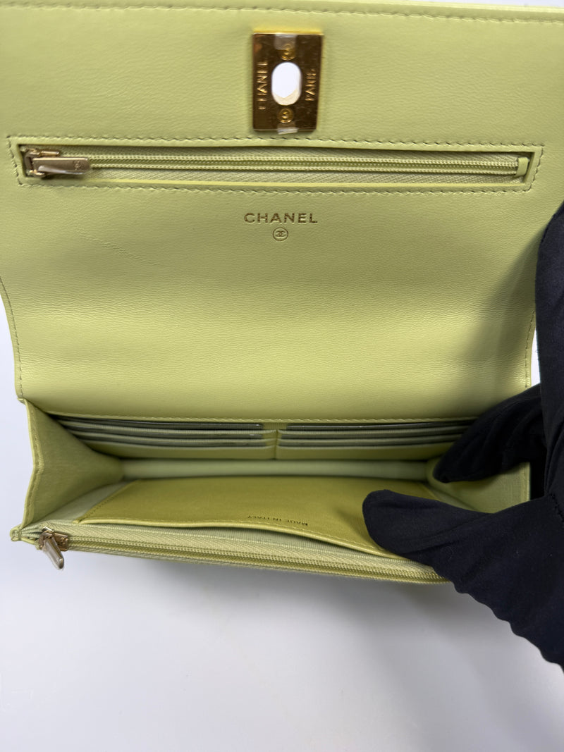 Chanel Wallet On Chain In Green Lambskin With GHW