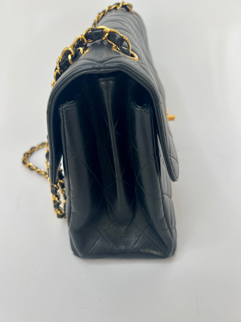 Chanel Black Lambskin Leather Vintage Double Sided Classic Flap