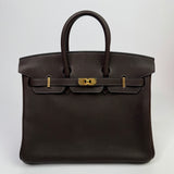 Hermès Birkin 25 Ebene Barenia Faubourg Leather With GHW