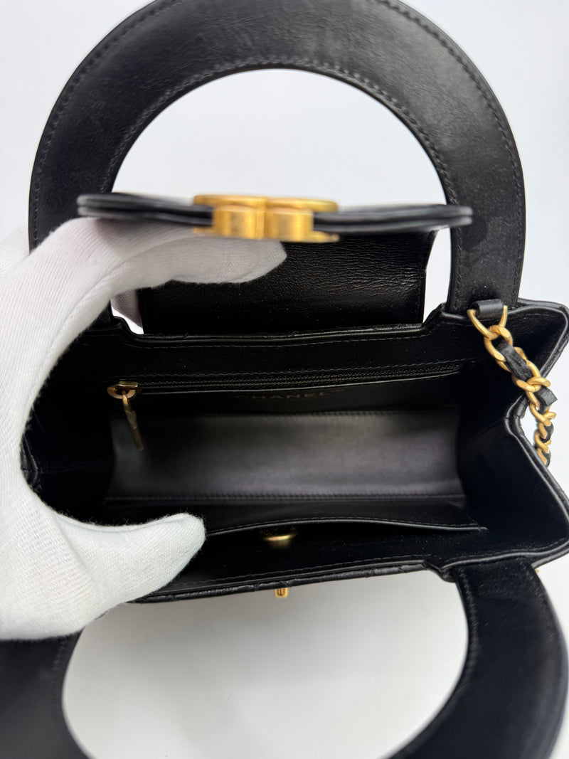 Chanel Mini Kelly Bag In Black Calfskin Leather GHW