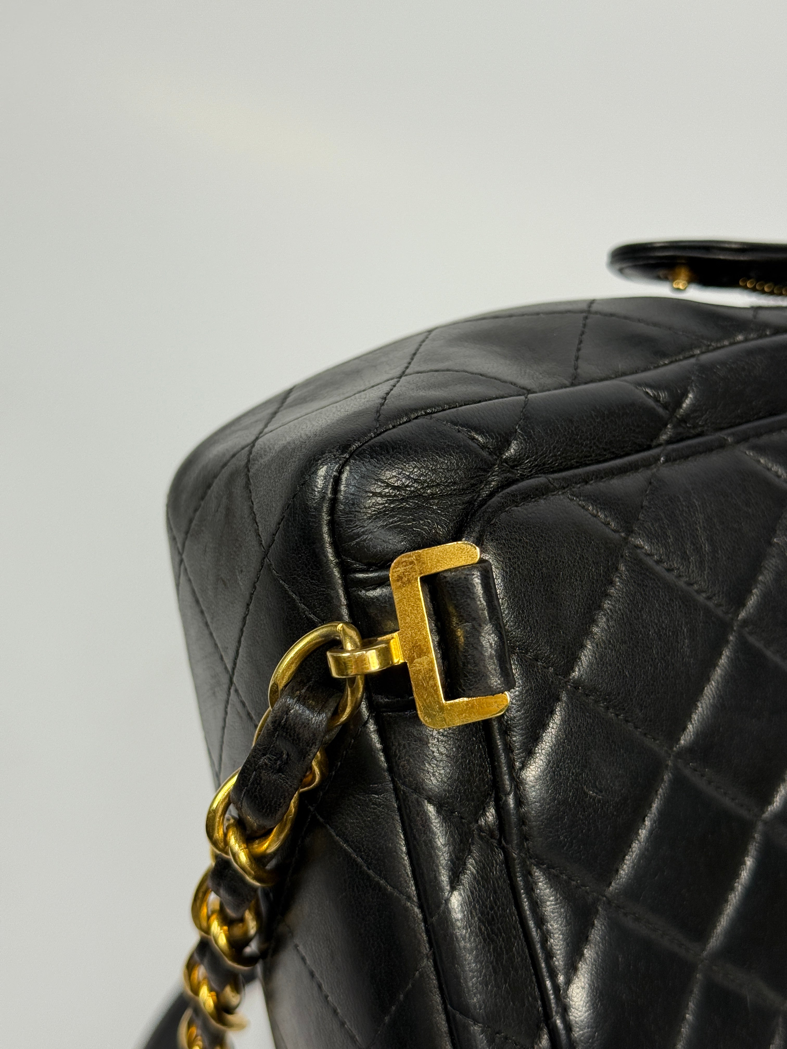 Chanel Medium Classic Vintage  Backpack In Black Lambskin With 24kt Gold Hardware, Authentic And Preloved In Excellent Condition
