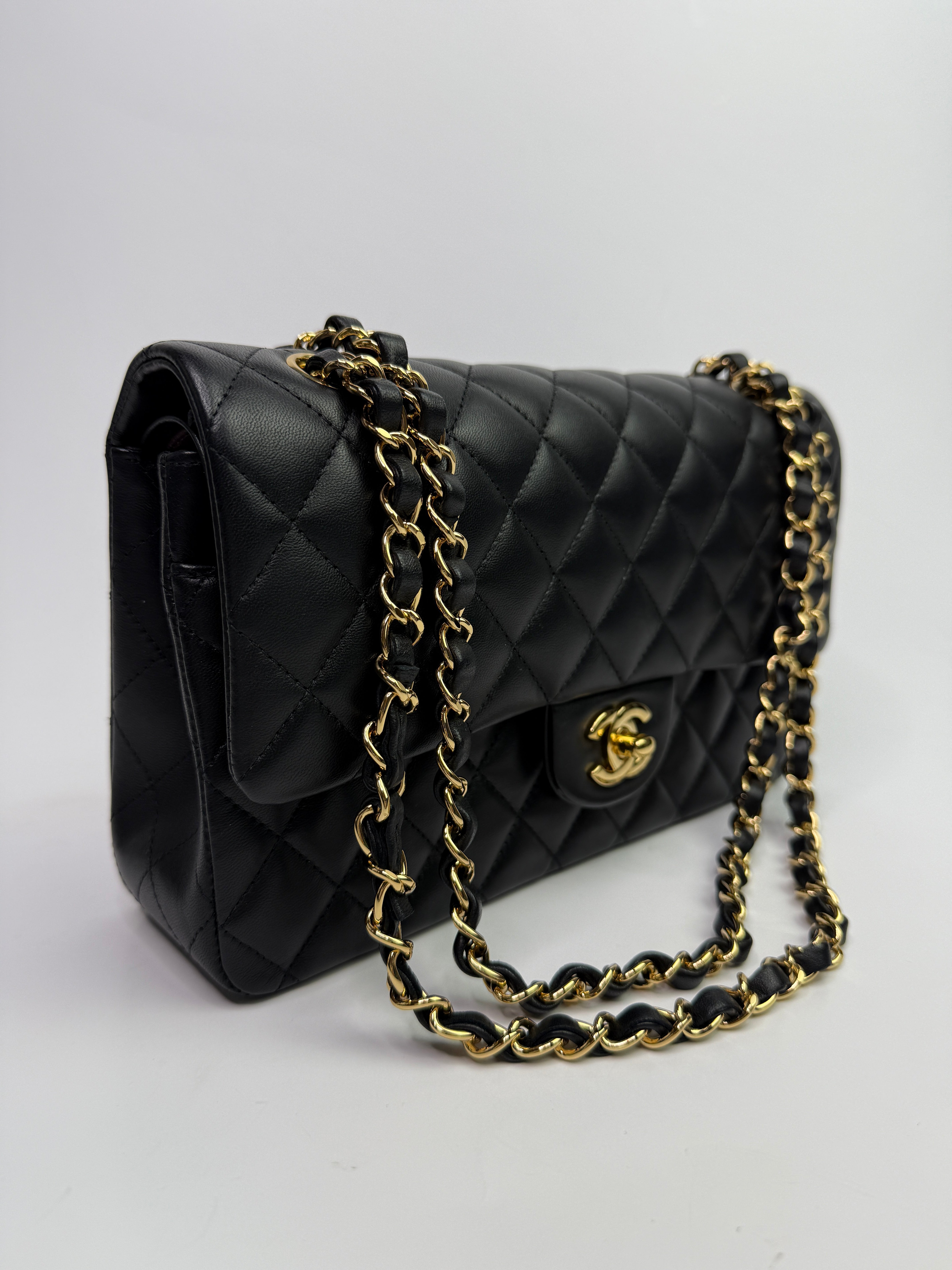 Chanel Medium Classic Double Flap Black Lambskin With GHW