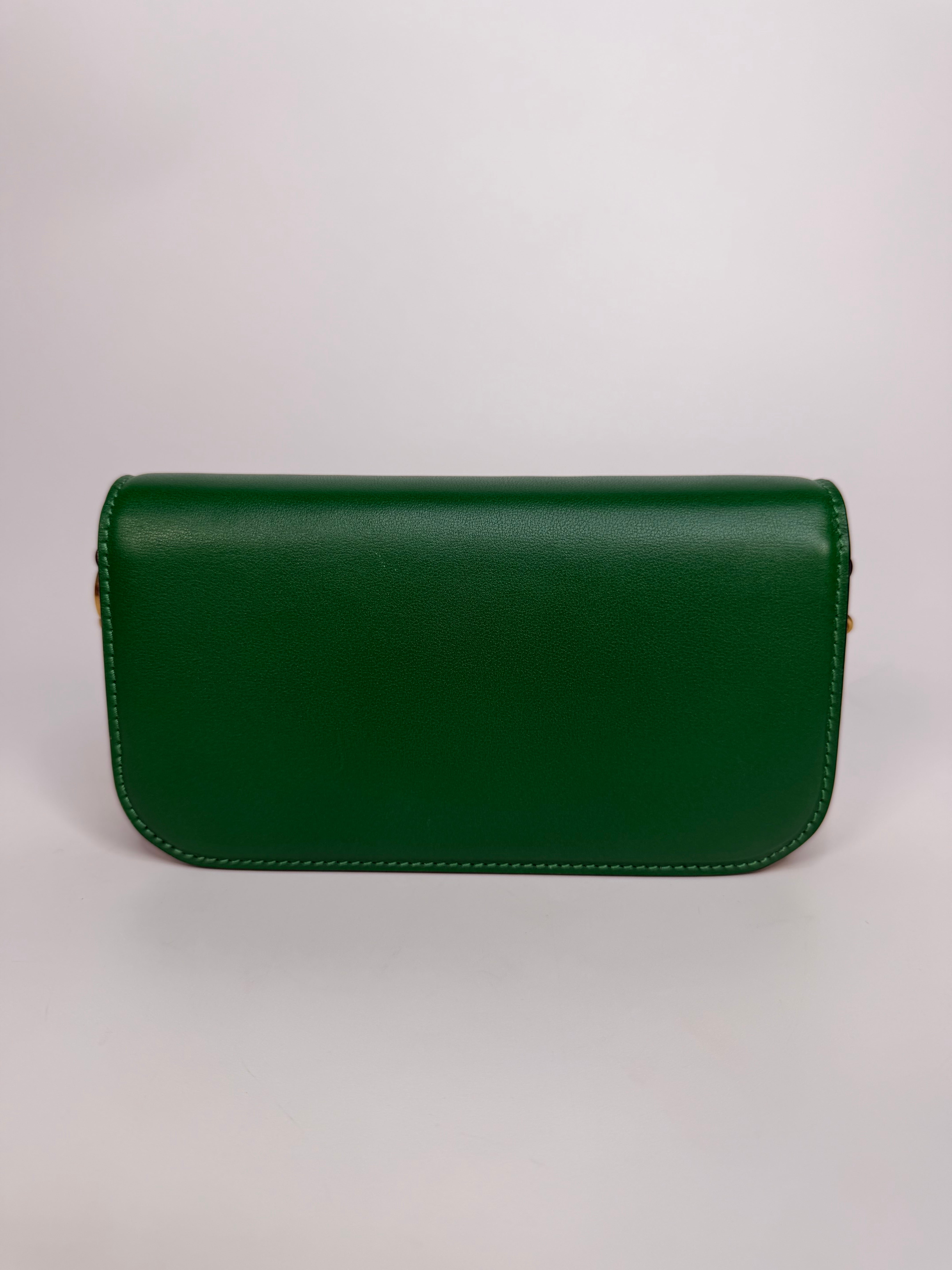Valentino Garavani Locò Small Shoulder Bag In Green Leather With Gold Hardware. Authentic and preloved in excellent condition