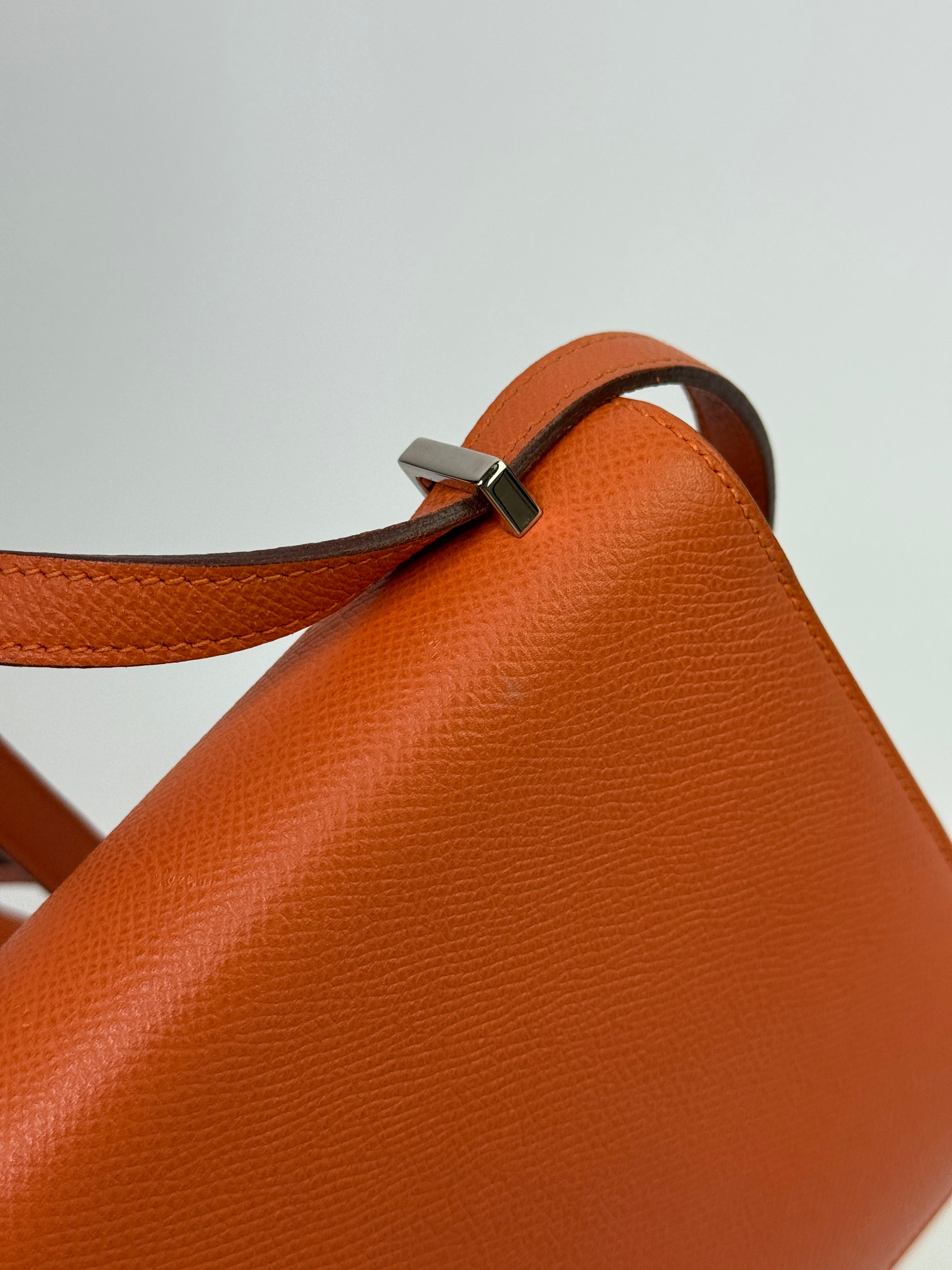 Authentic Pre Loved Hermès Constance 18 In Orange Epsom Leather With Palladium Hardware Very Good Condition