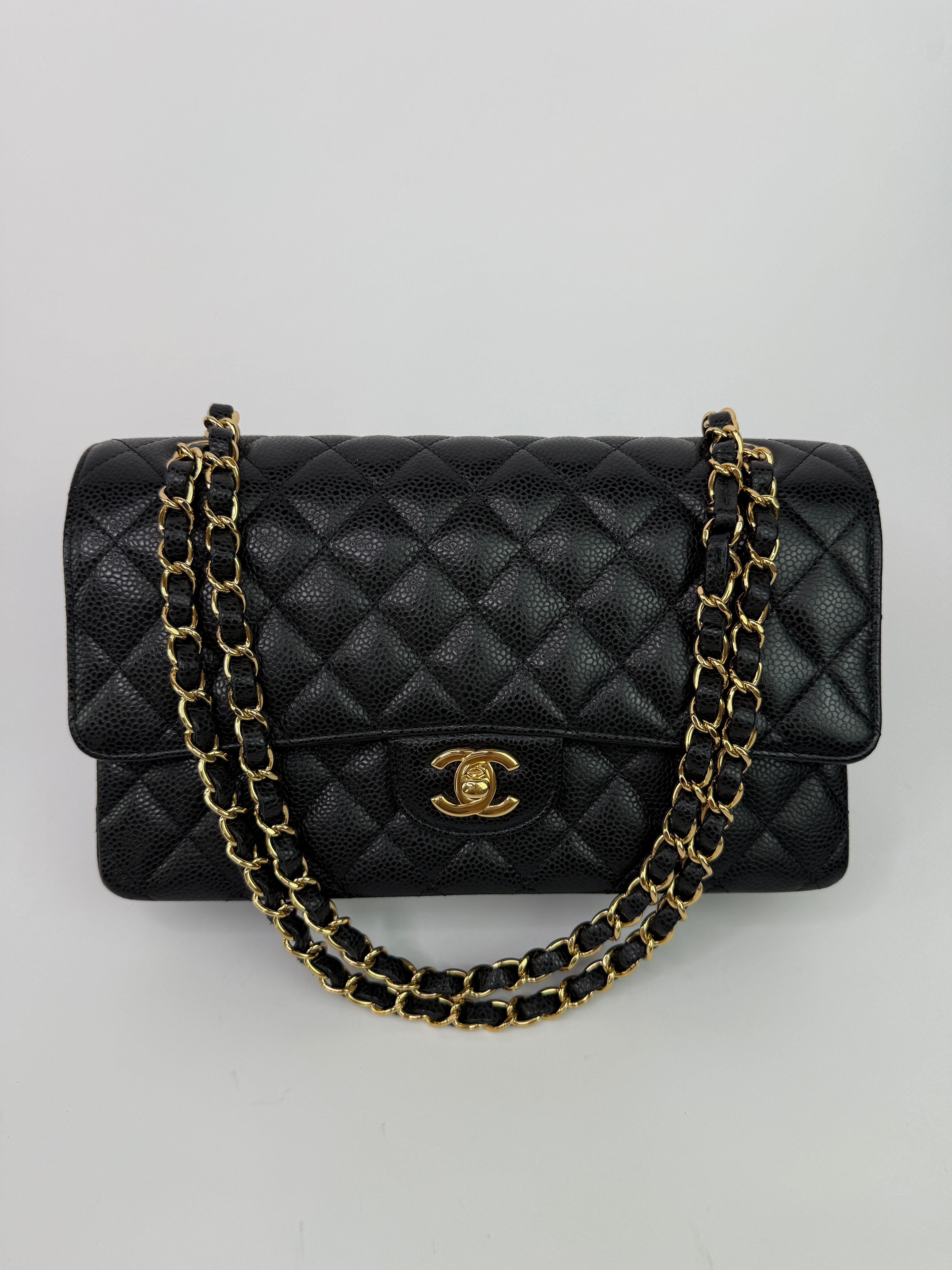 Chanel Medium Classic Double Flap Black Caviar With GHW