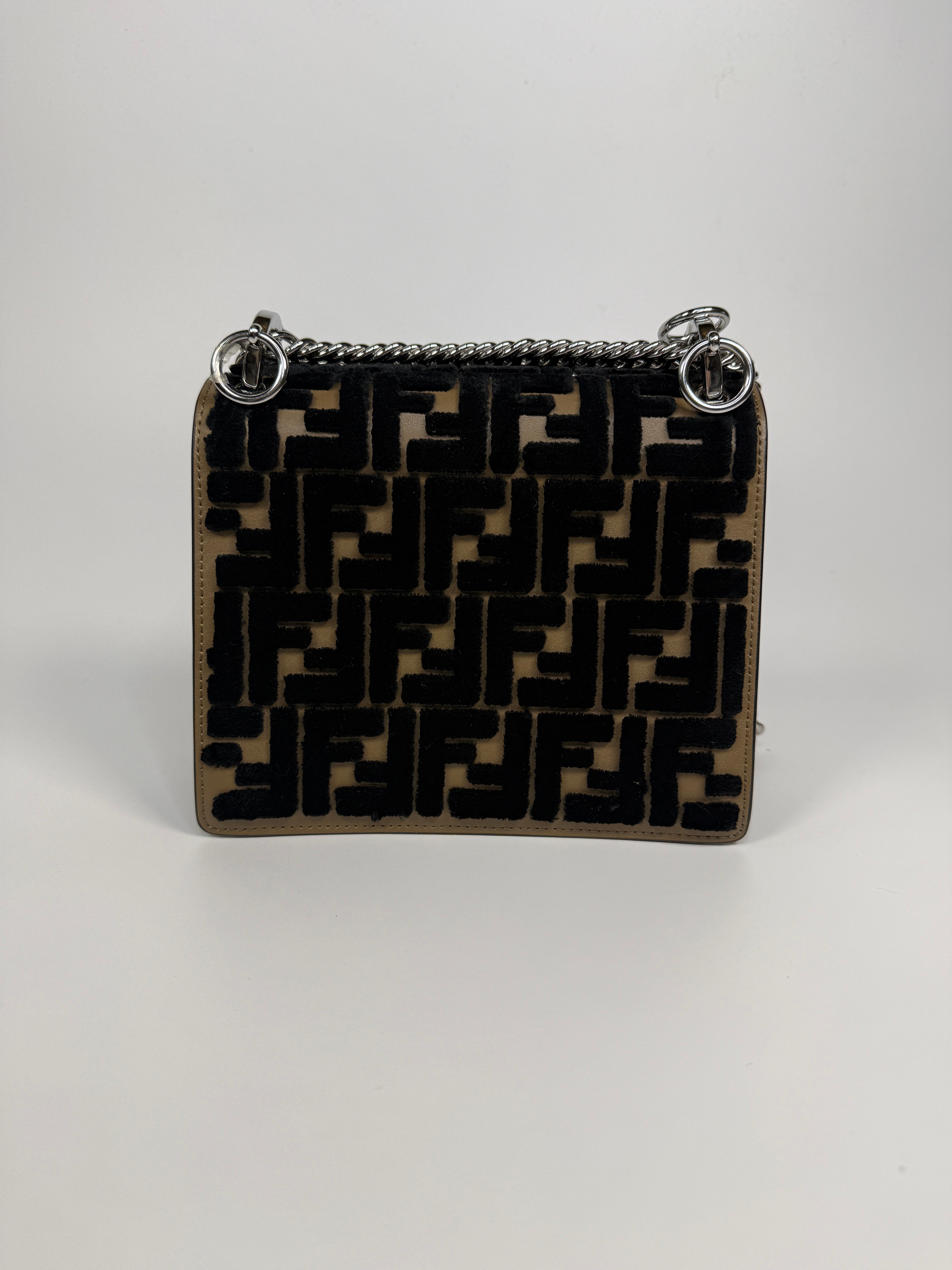 Fendi Vitello Liberty Velvet FF Small Kan I Shoulder Bag In Excellent condition. 100% Authenticity guarantee. 