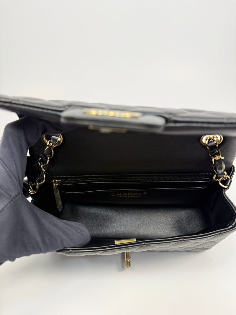 Chanel Mini Rectangle In Black Lambskin With PGHW