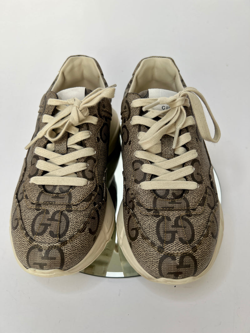 Gucci GG Rhyton Monogrammed Leather Sneakers (Size 38 /UK 5)