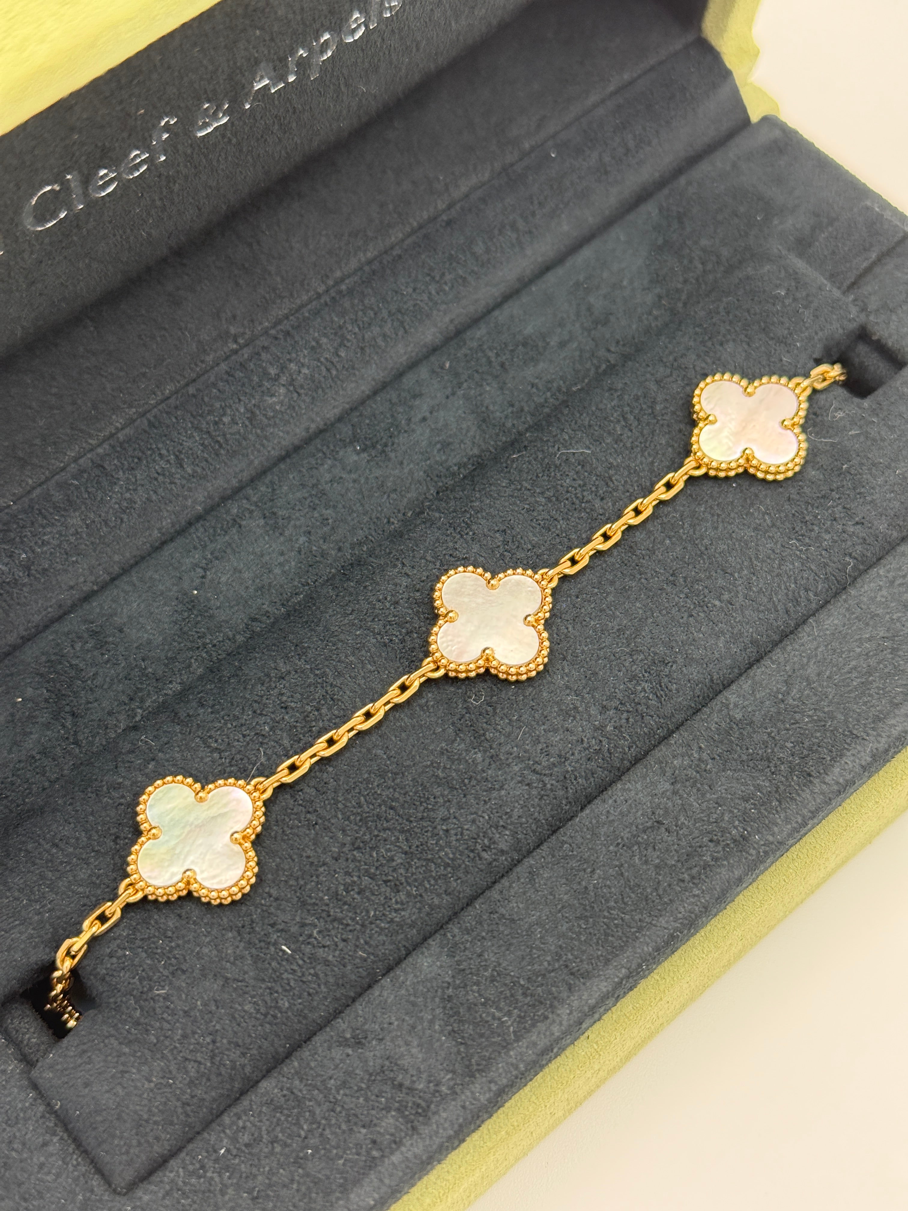 Van Cleef & Arpels Vintage Alhambra Bracelet, 5 Motifs Mother Of Pearl