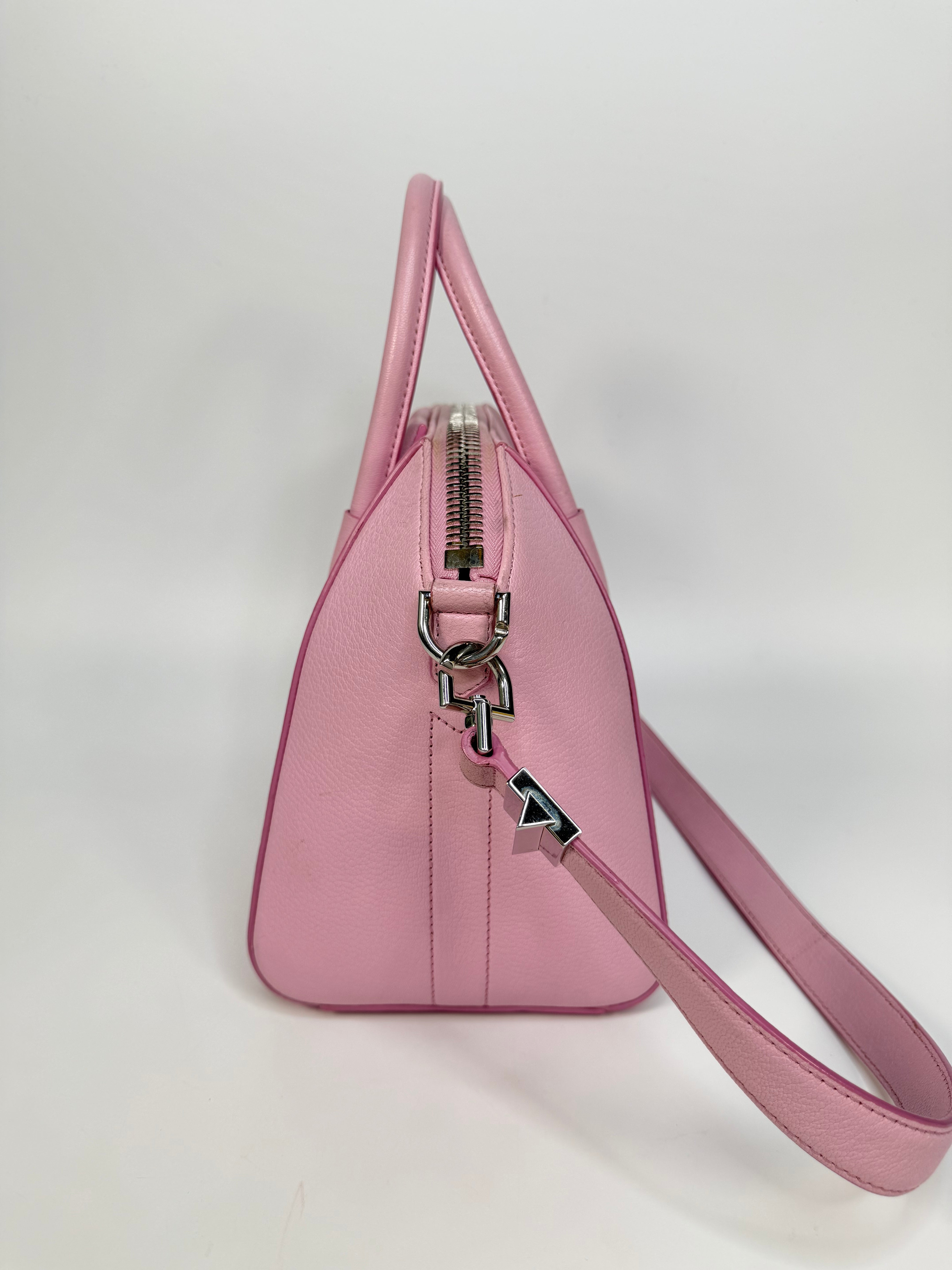 Givenchy Antigona In Pink Goatskin Leather With Silver Hardware. Authentic and preloved in very good condition.