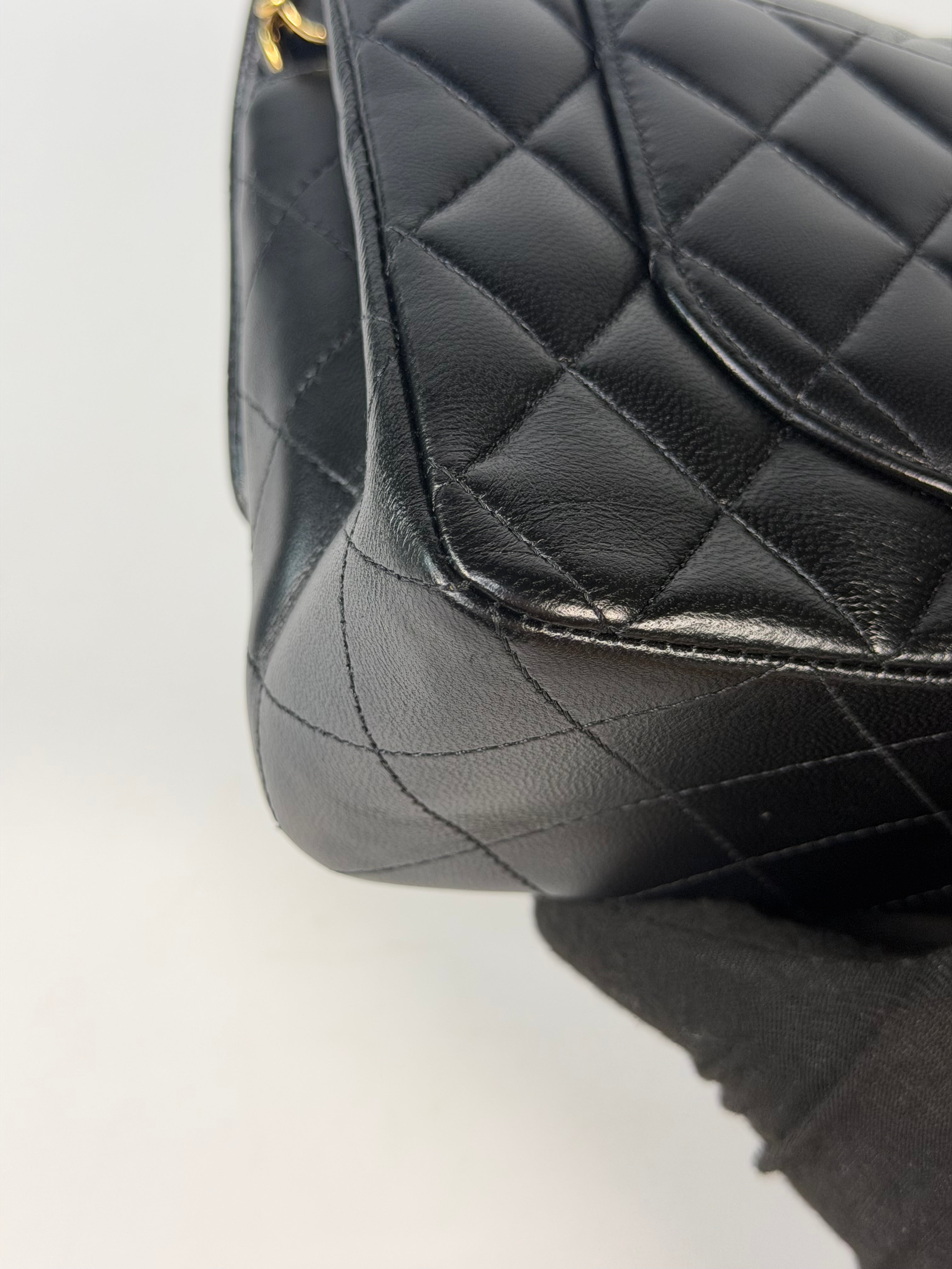 Chanel Small Classic Double Flap In Black Lambskin Leather With Gold Hardware in excellent condition 100% authentic and preloved